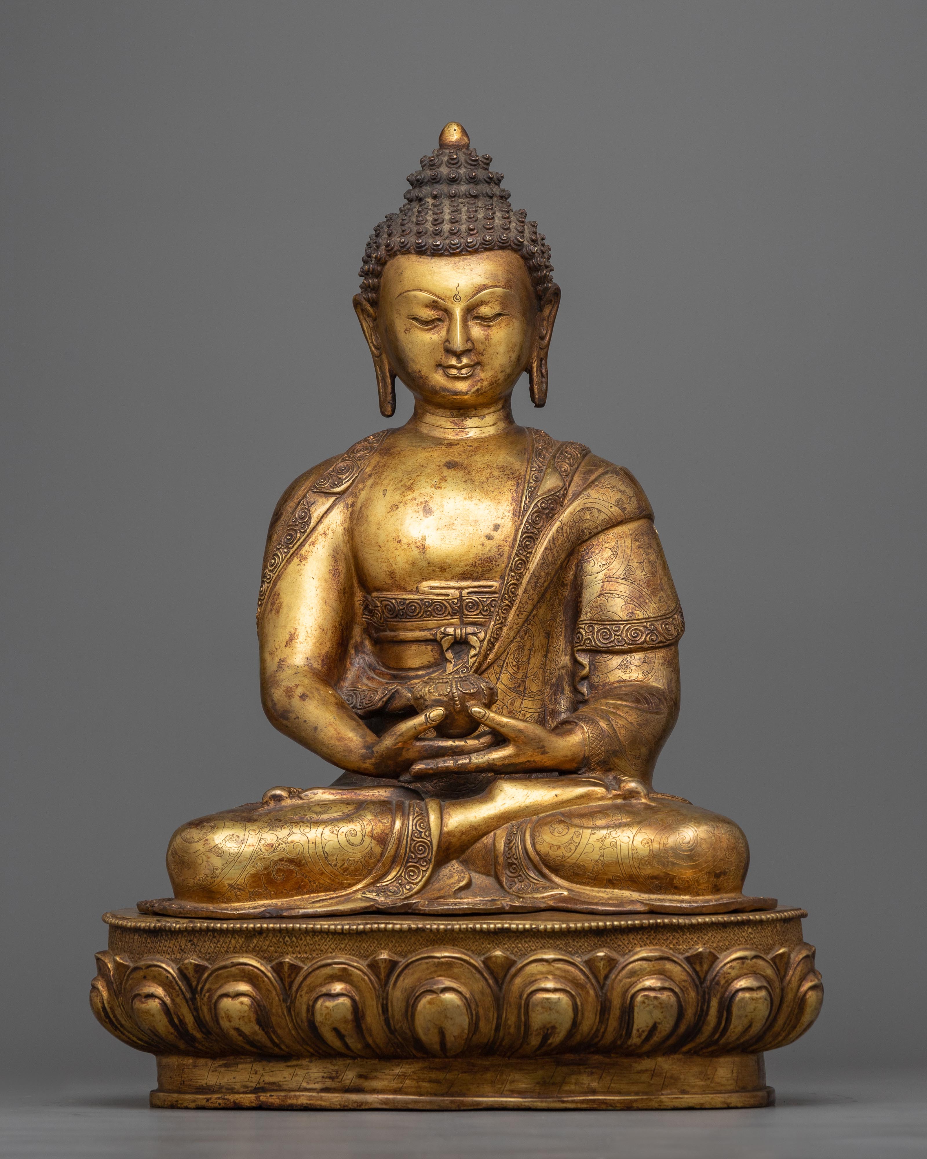 Amitabha Buddha Antique Finish Statue