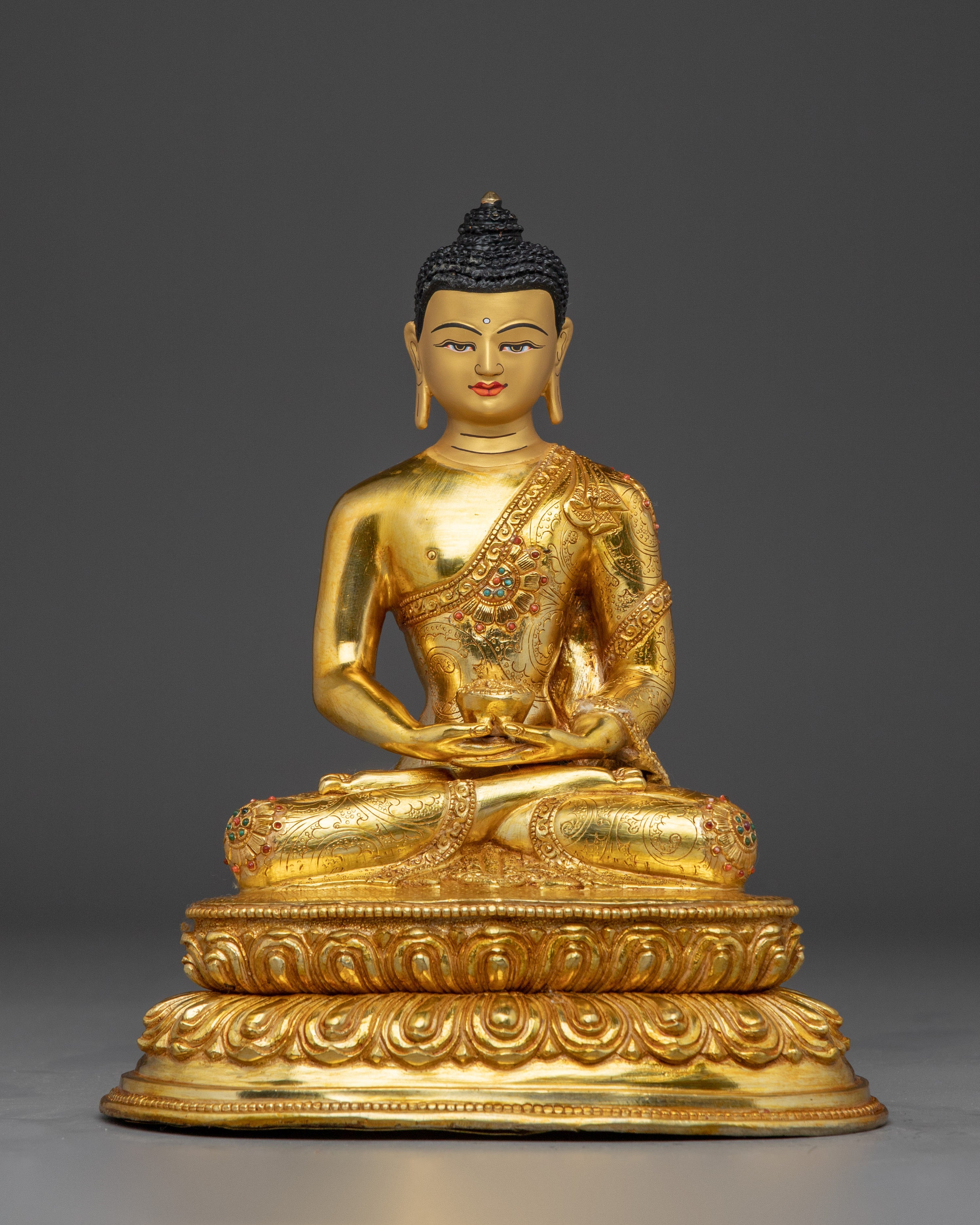 Gold Gilded Amitabha Buddha Copper Sculpture