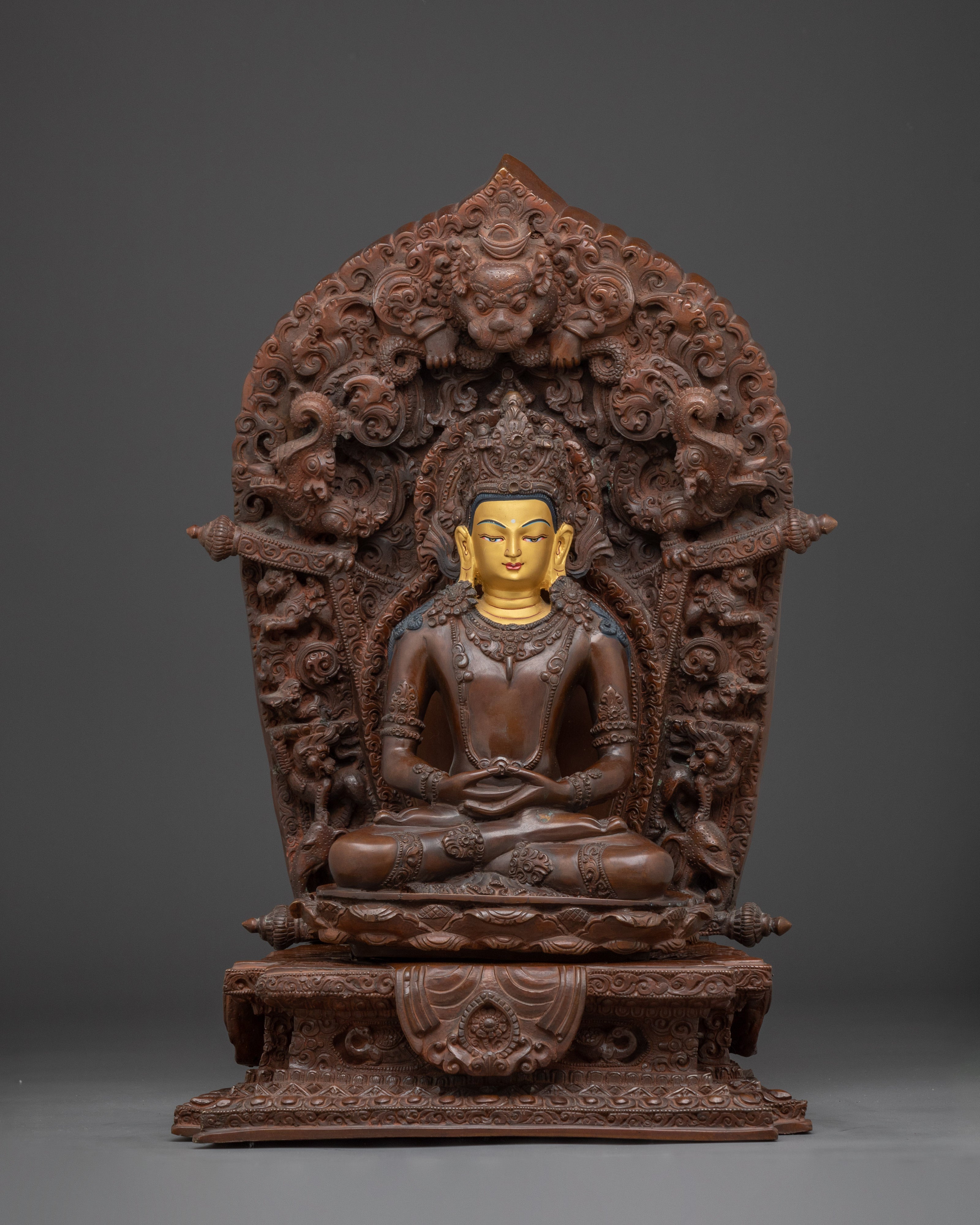 Handcrafted Amitayus Buddhist Copper Statue
