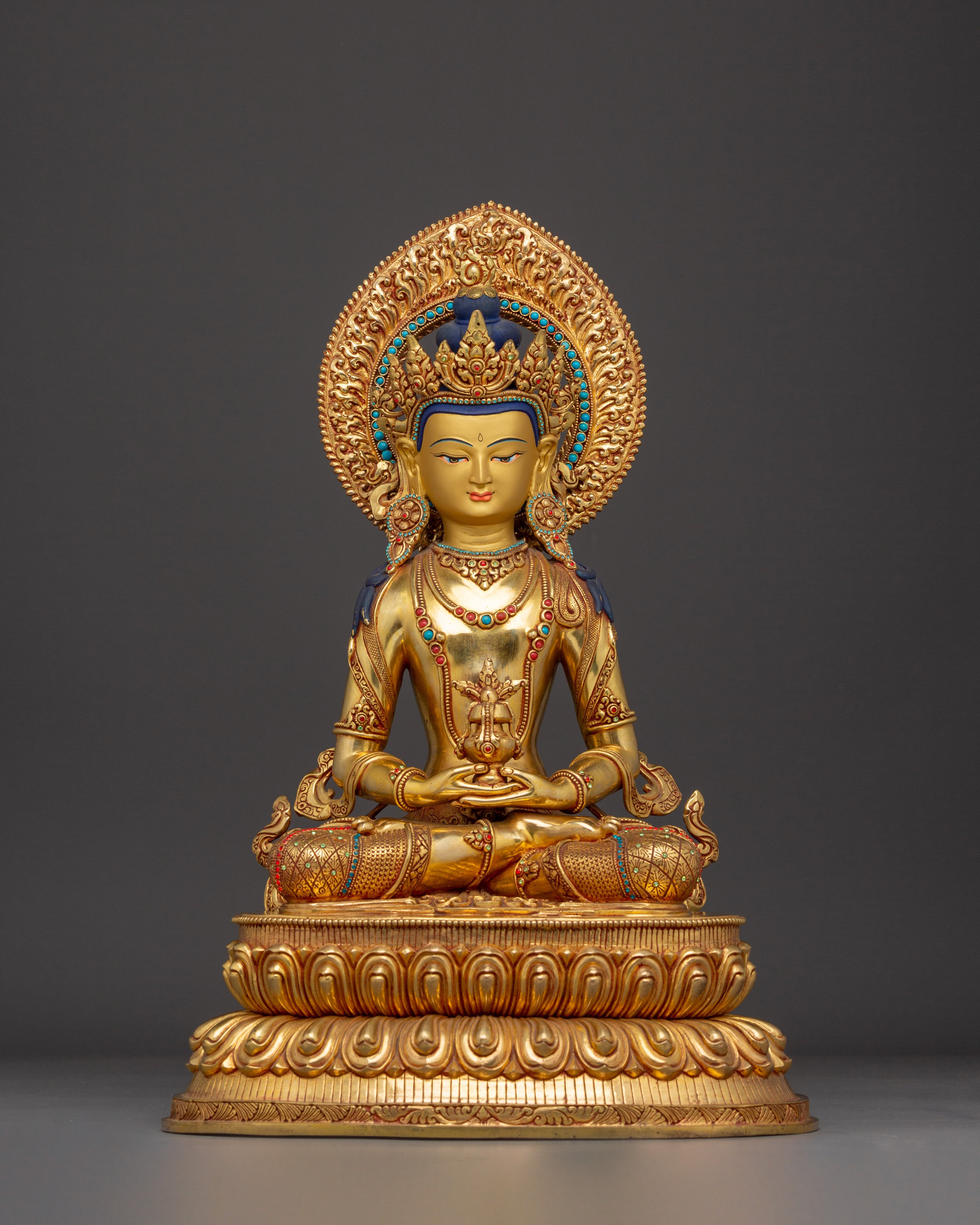 Healing Deity Amitayus Copper Statue