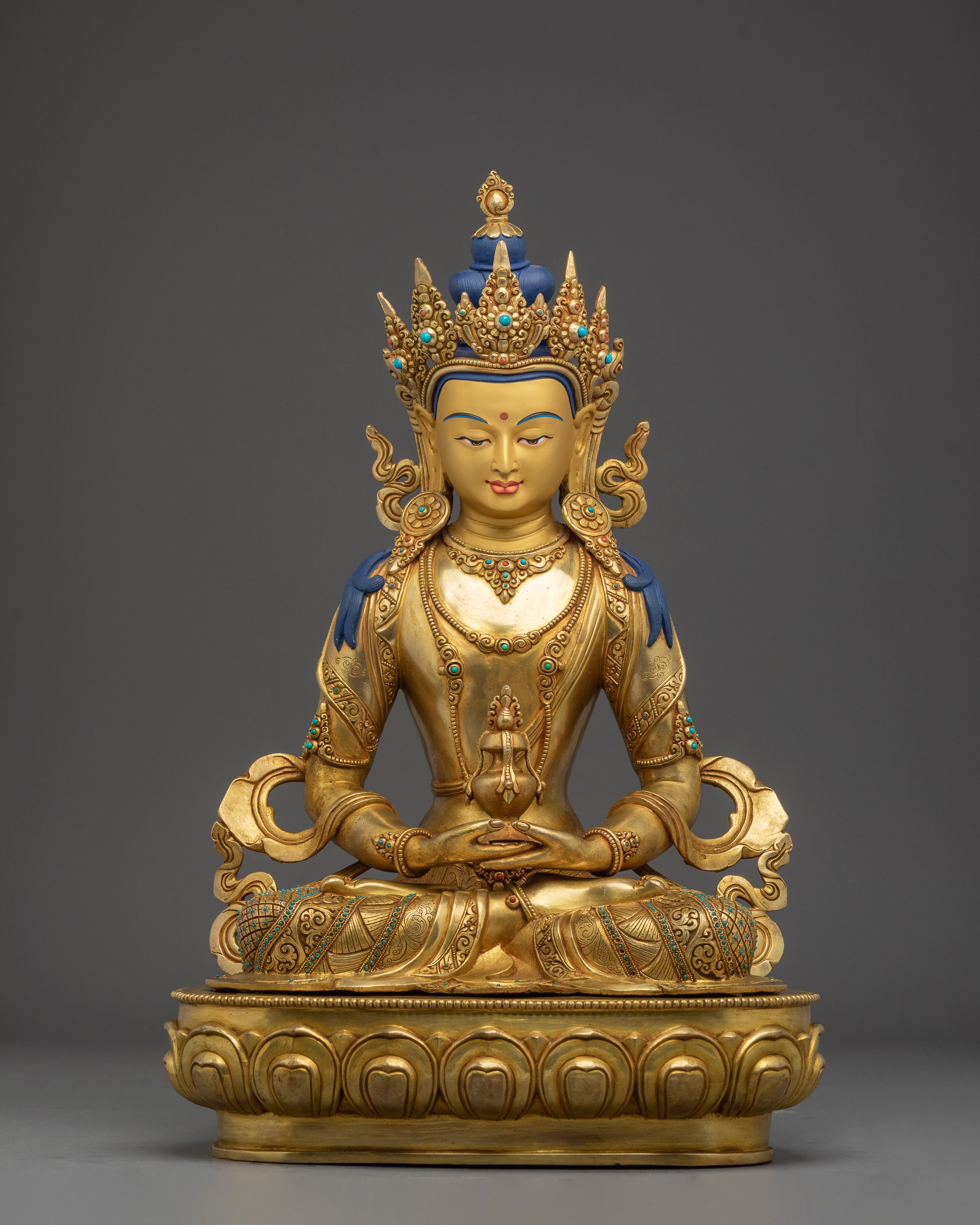 Peaceful Amitayus Golden Handmade Statue