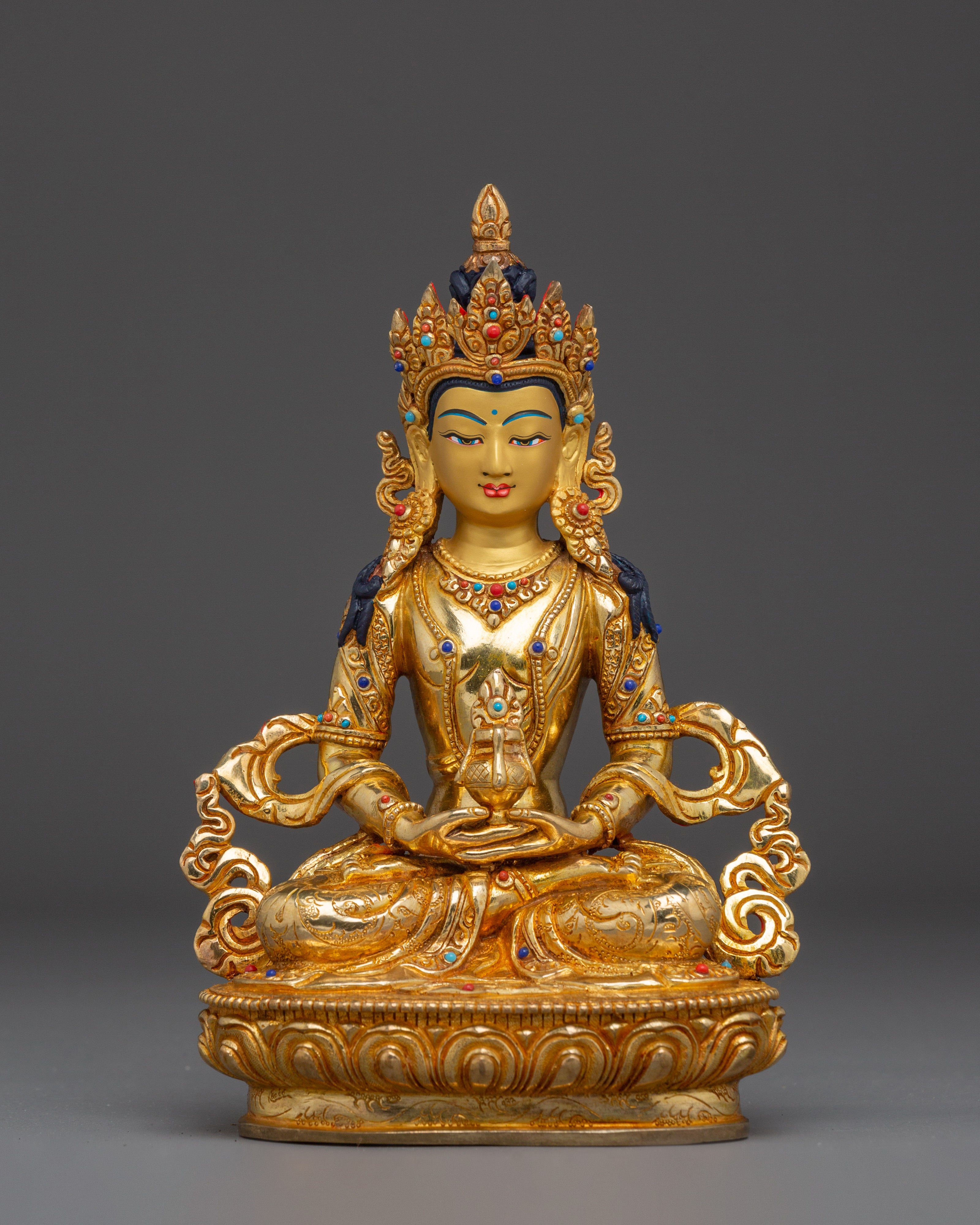 Tibetan Gold Gilded Amitayus Statue