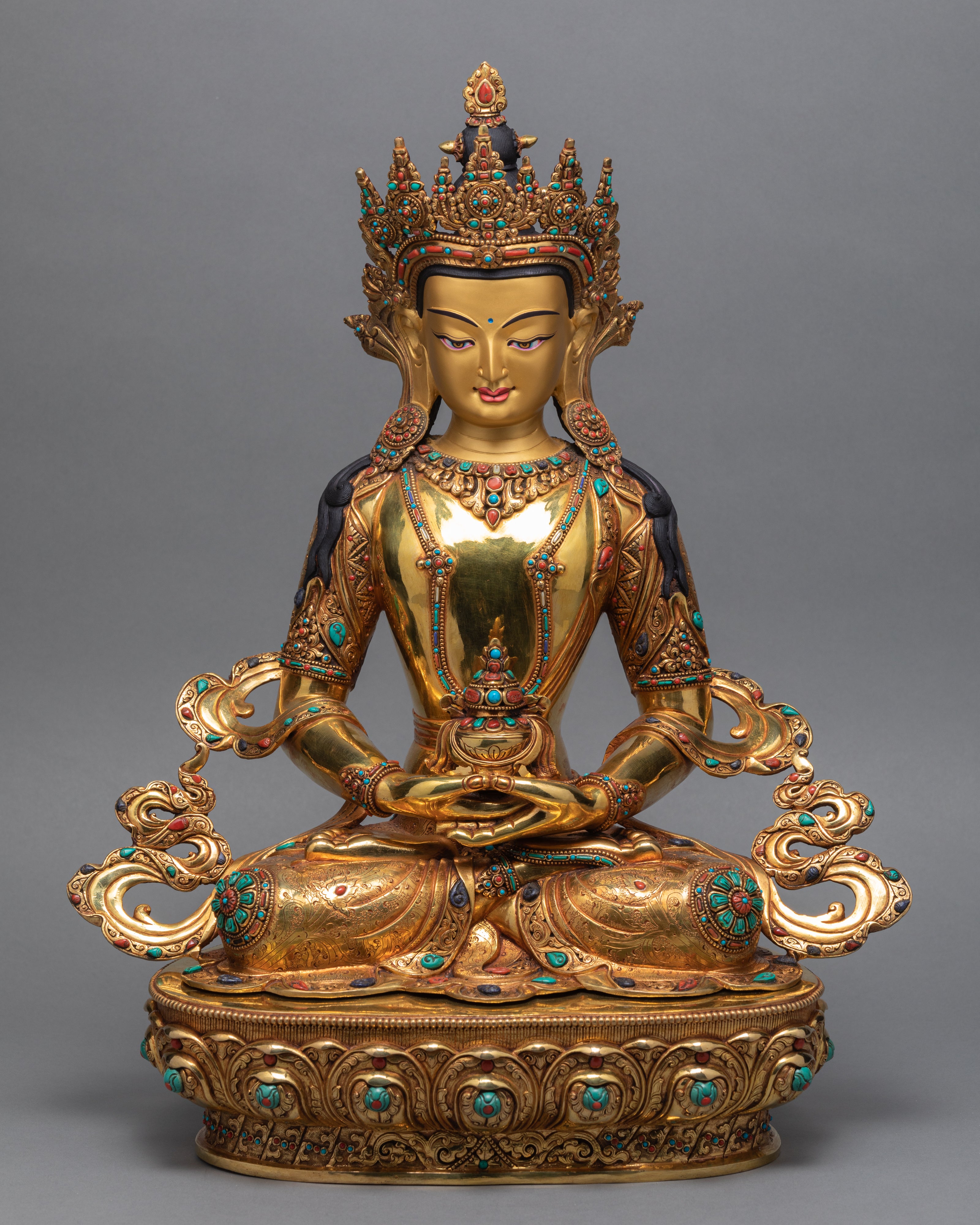 Tibetan Amitayus Buddha Statue | Beautifully Hand Carved Sculpture