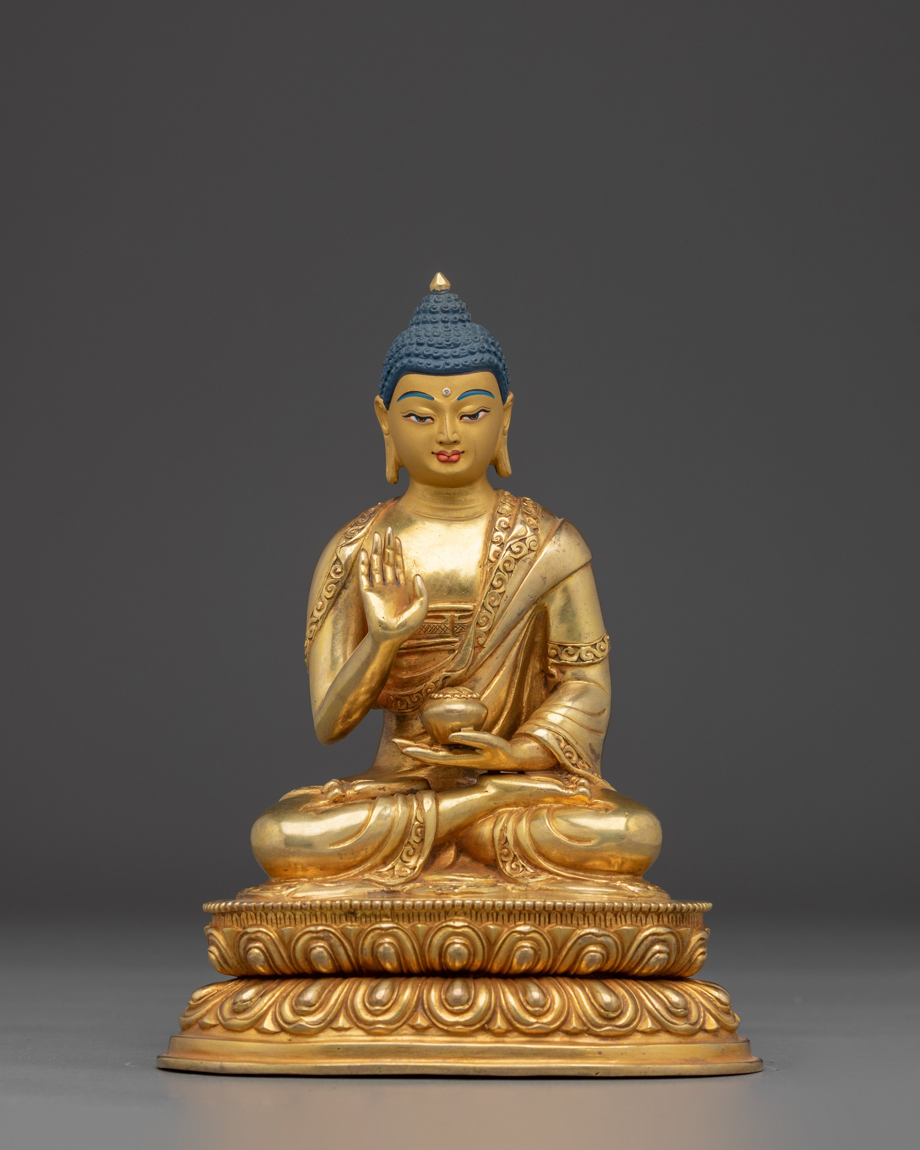 Amogasiddhi Buddha in 24K Gold-Gilded Copper