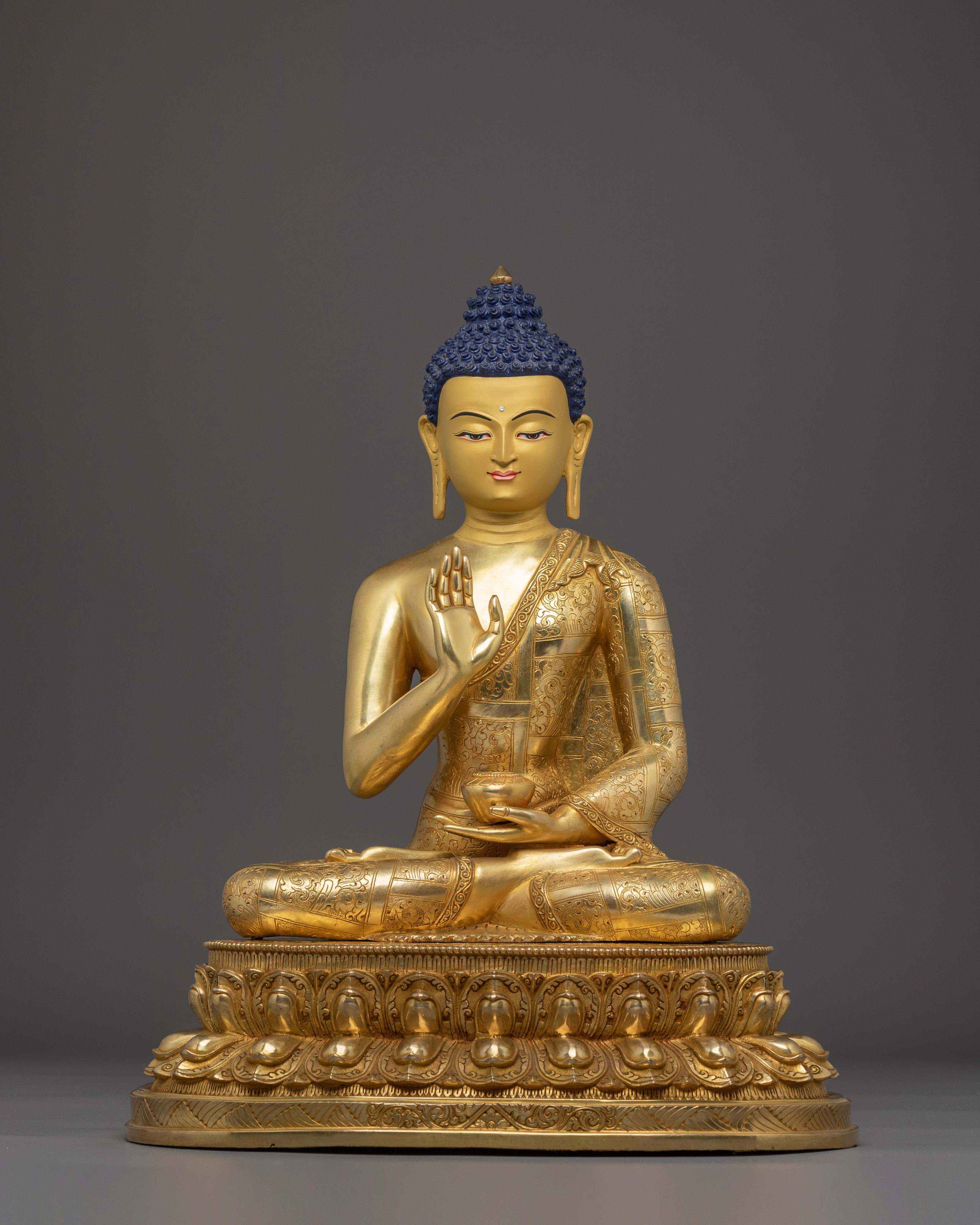 Amoghasiddhi Buddha Statue in 24K Gold Gilded