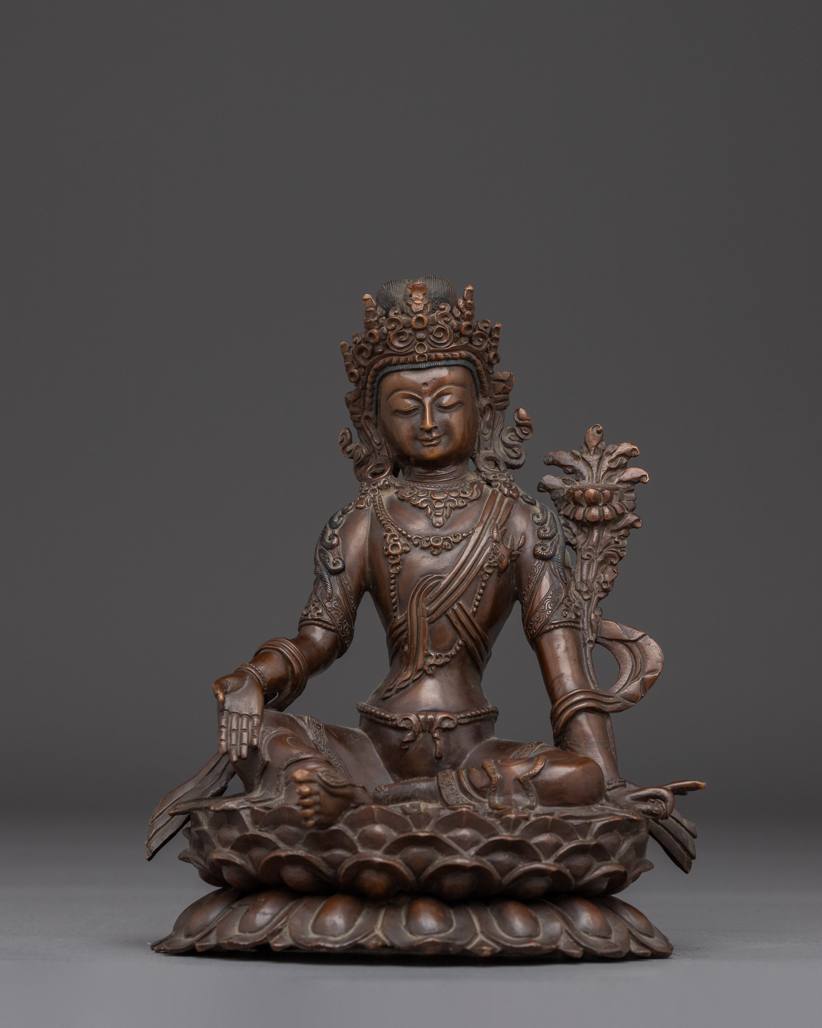 Avalokiteshvara Statue in 24K Gold-Gilded Copper