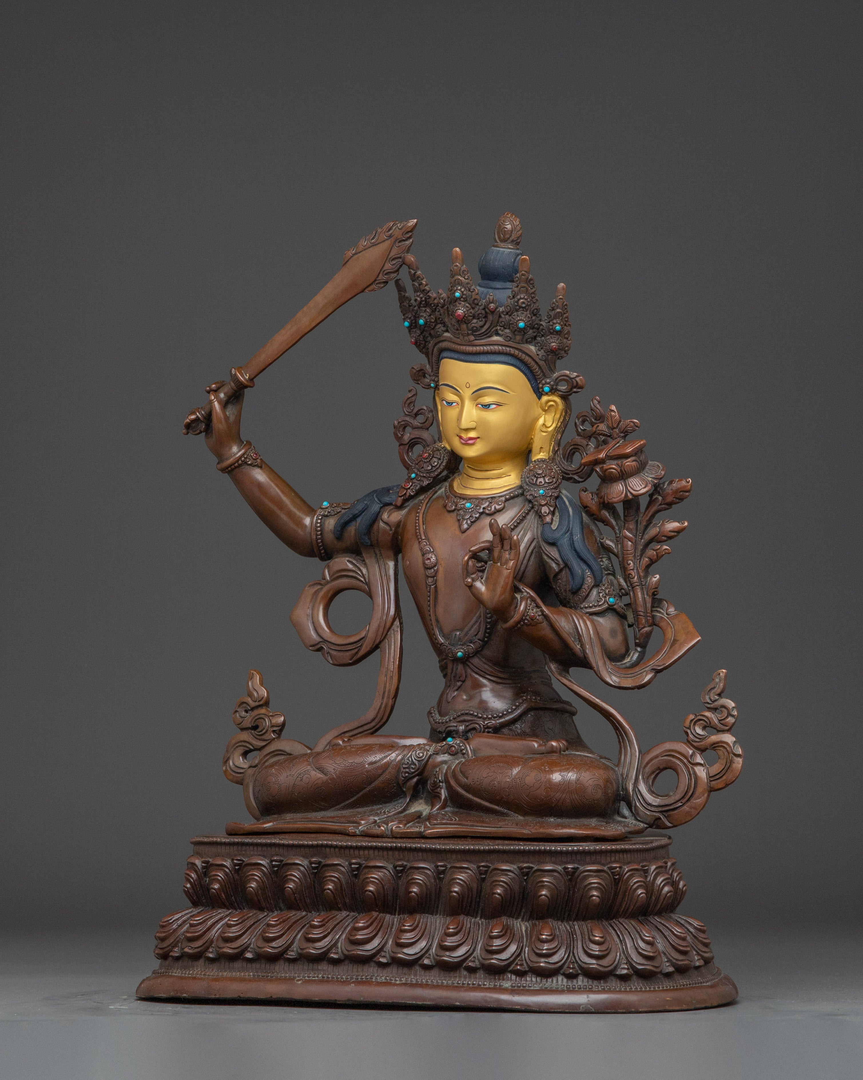 Buddhist wisdom deity Manjushri | Flaming Sword and Scripture