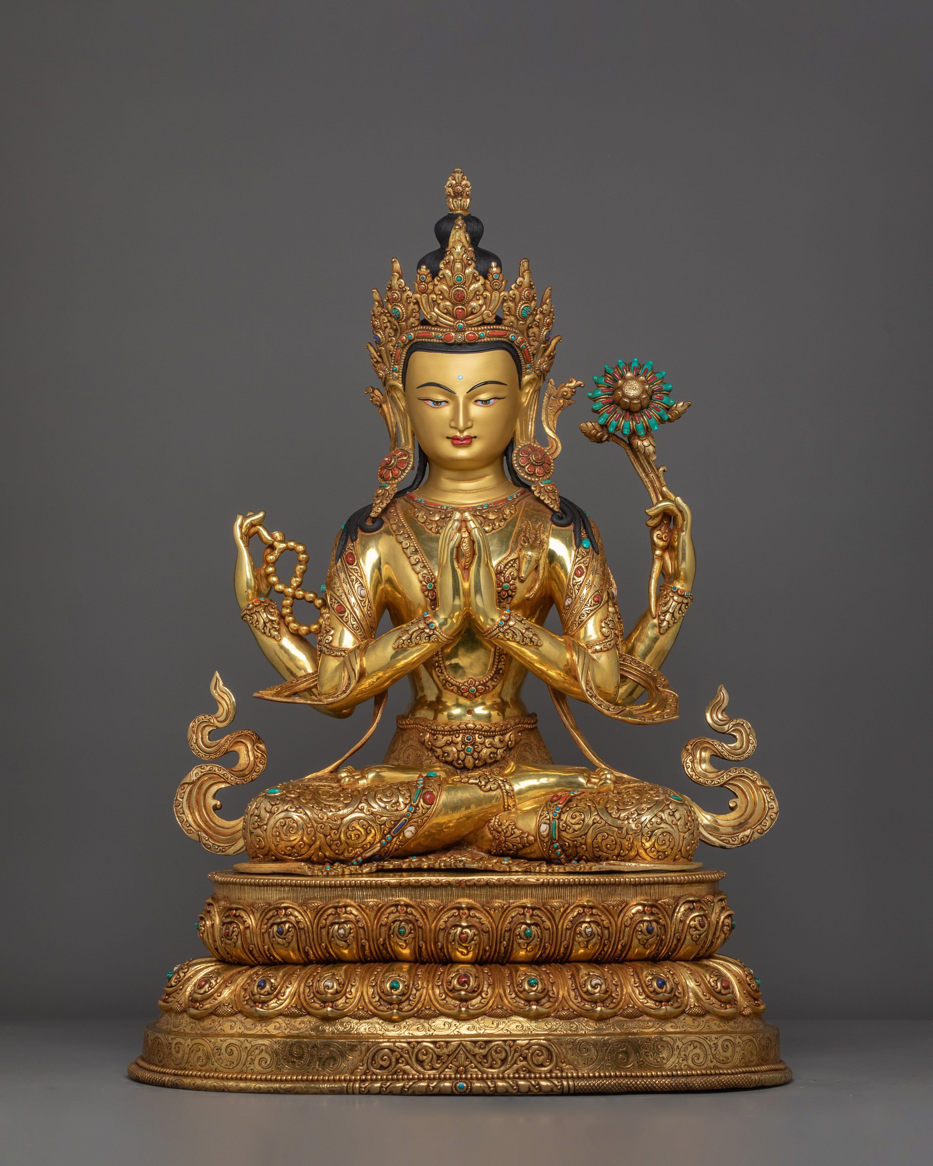 Set of Five Bodhisattva Statues | 5 Deity Set for Spiritual Harmony and Meditation