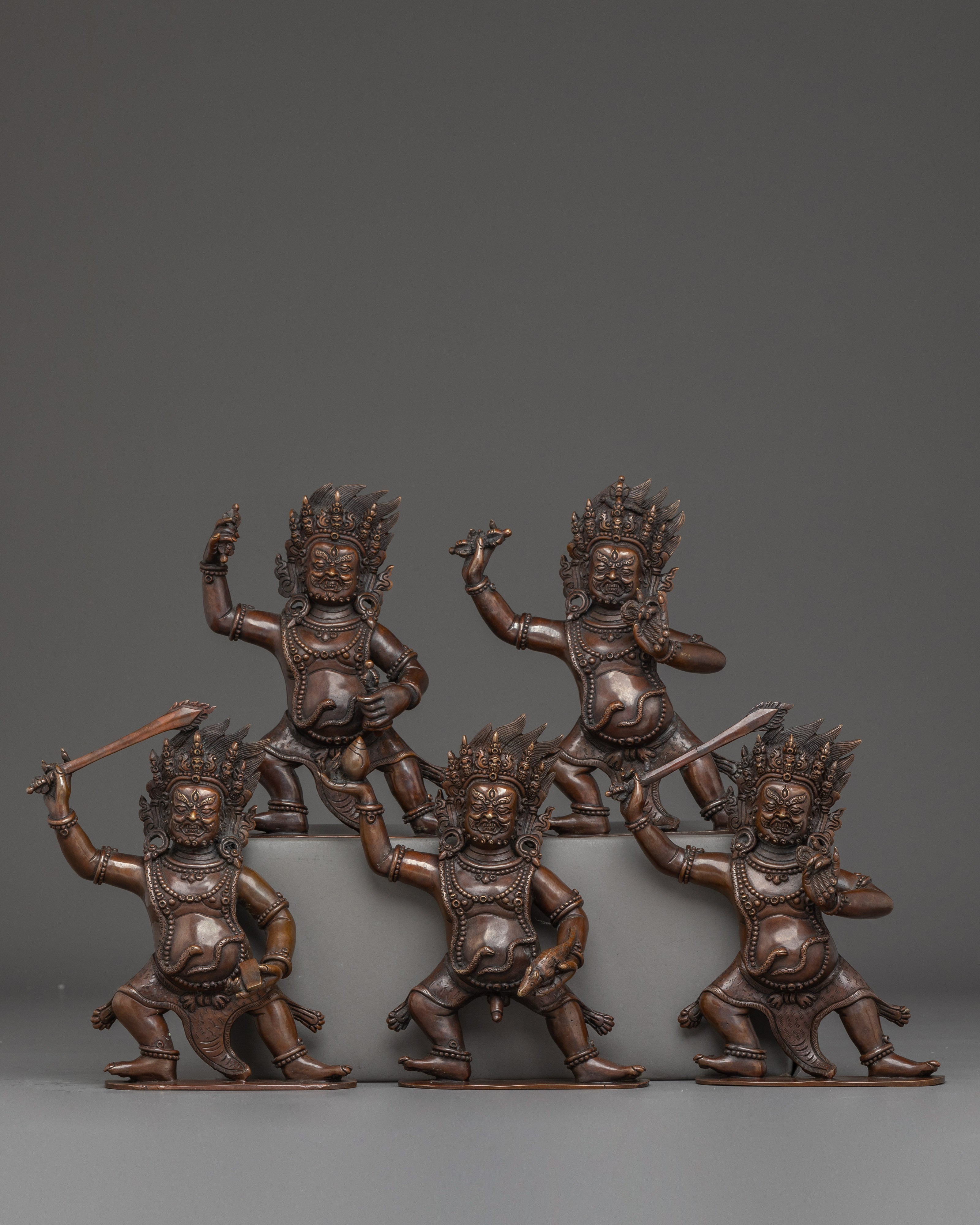 Black Dzambhala Wrathful Deity Statue Set