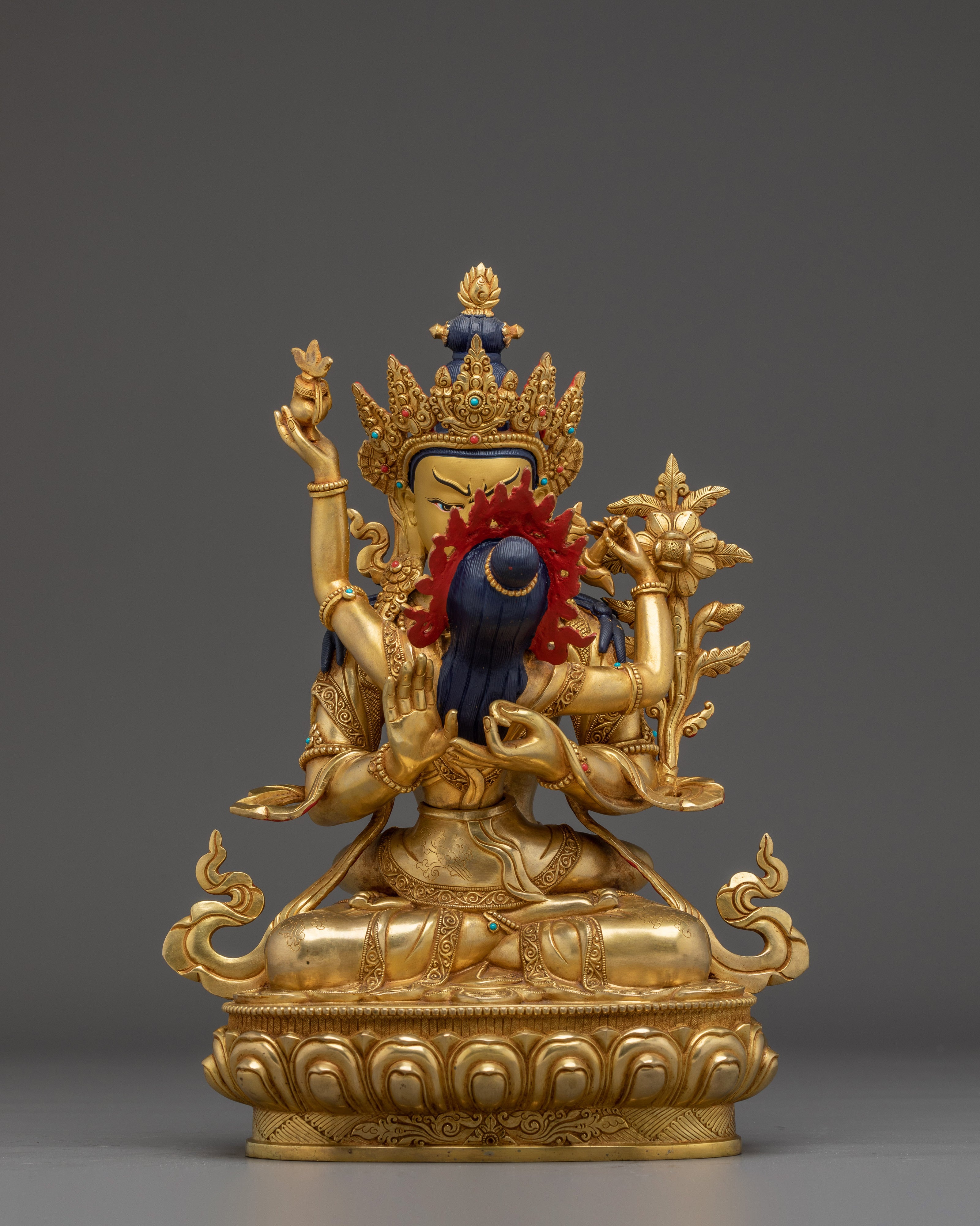 Golden Buddha Statue with Consort