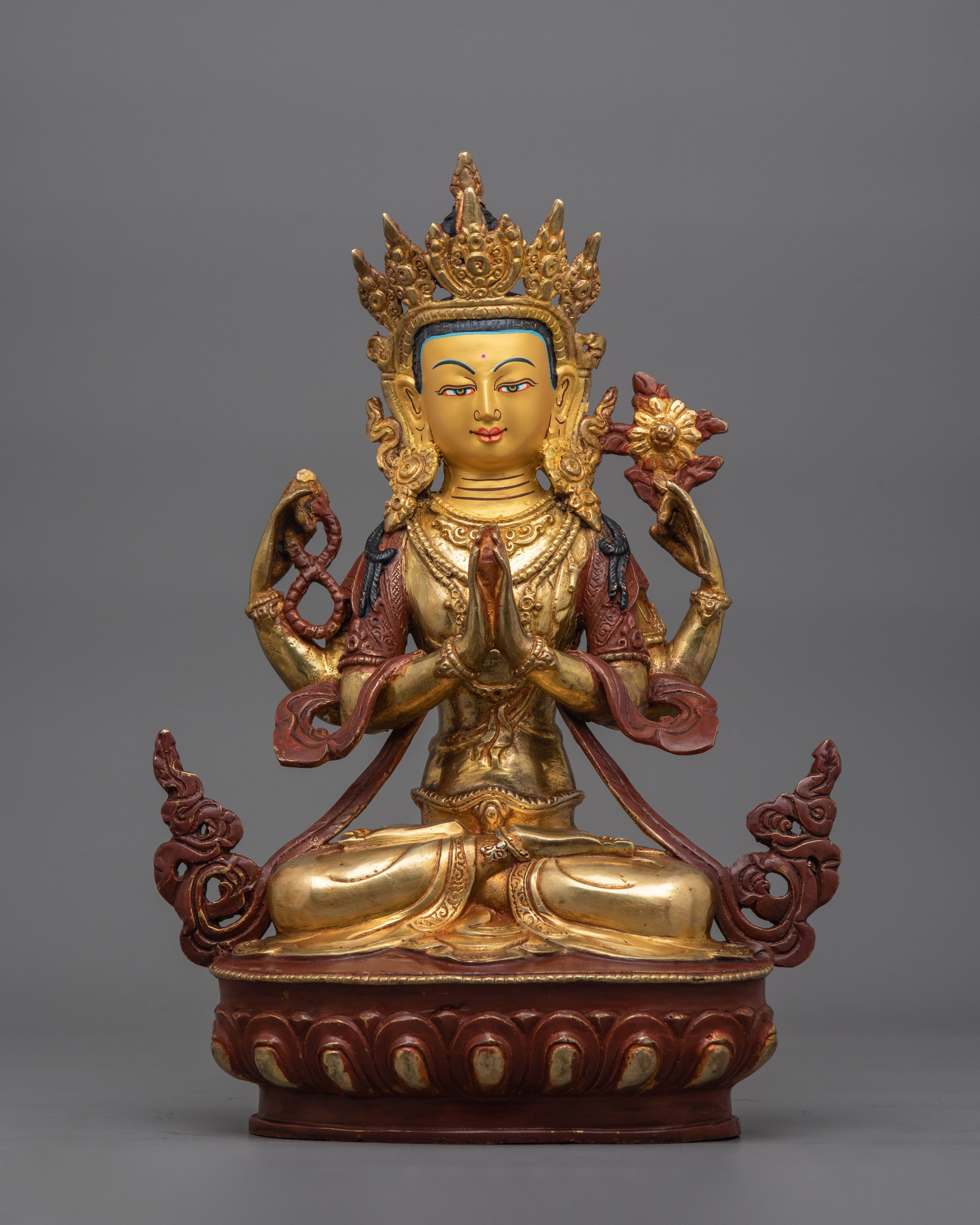 Handcrafted Golden Chenrezig Statue