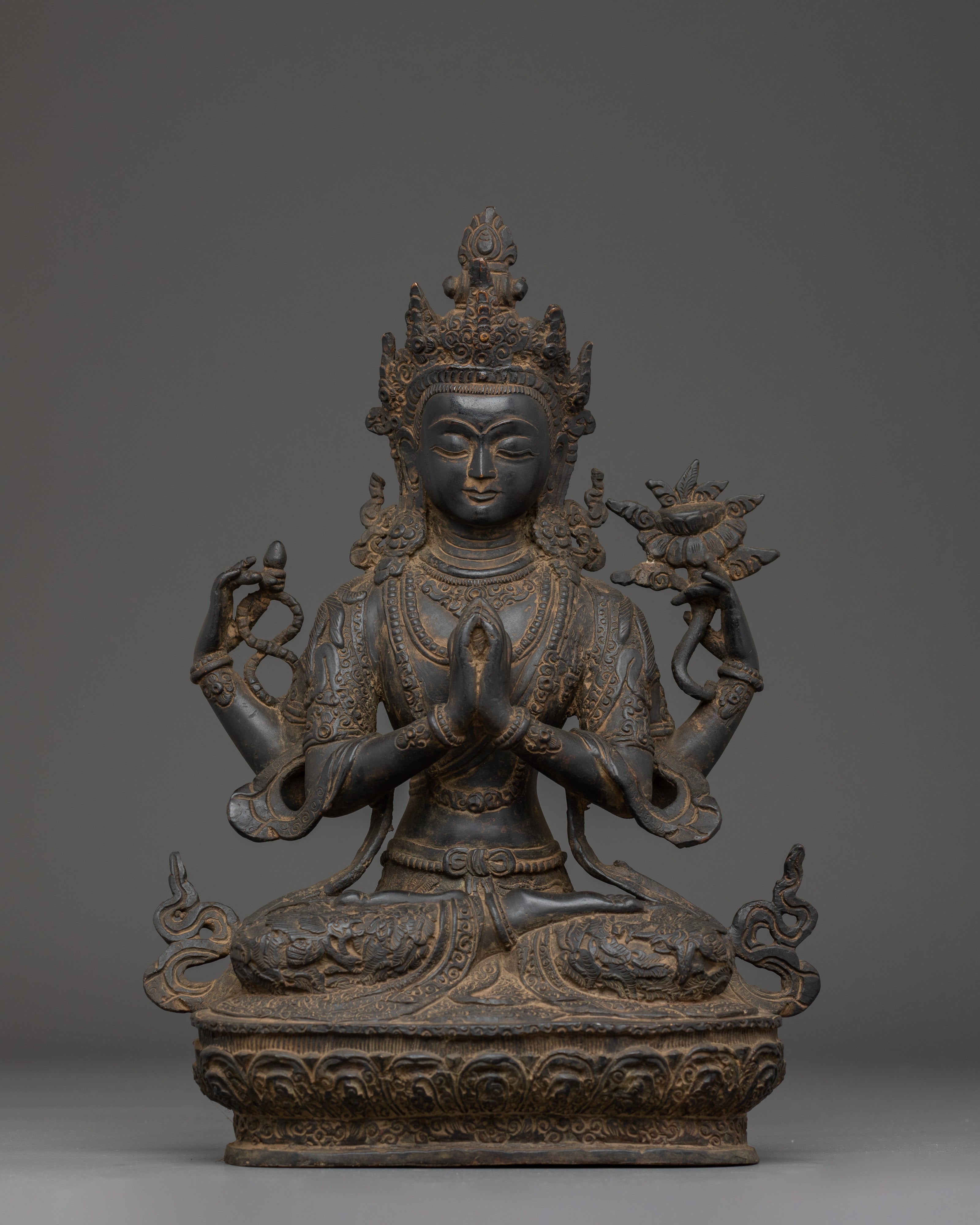29.5cm Chenrezig Copper Statue | Bodhisattva of Compassion