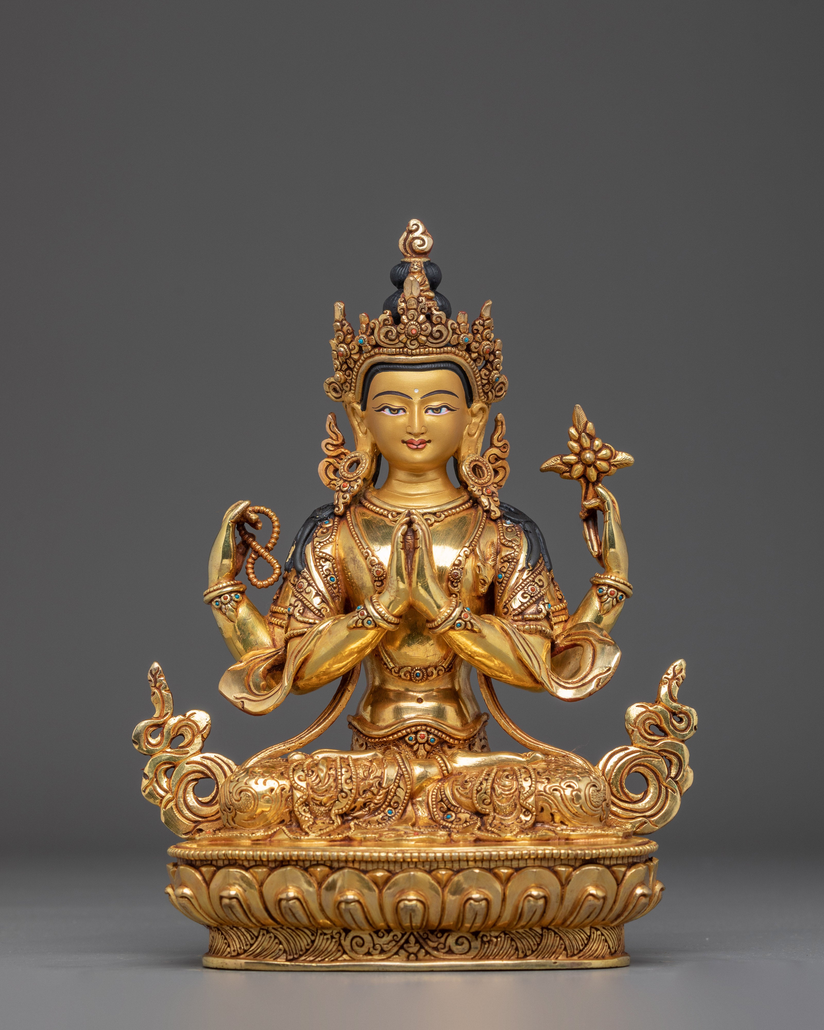 23.5cm Copper Statue of Bodhisattva Chenrezig