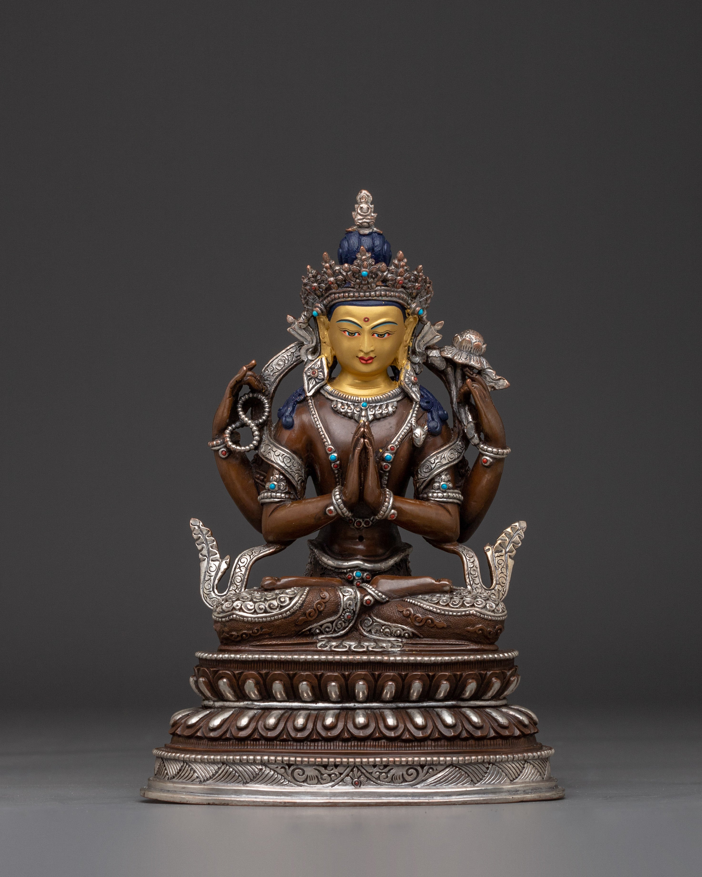 Chenrezig Oxidized Copper Statue