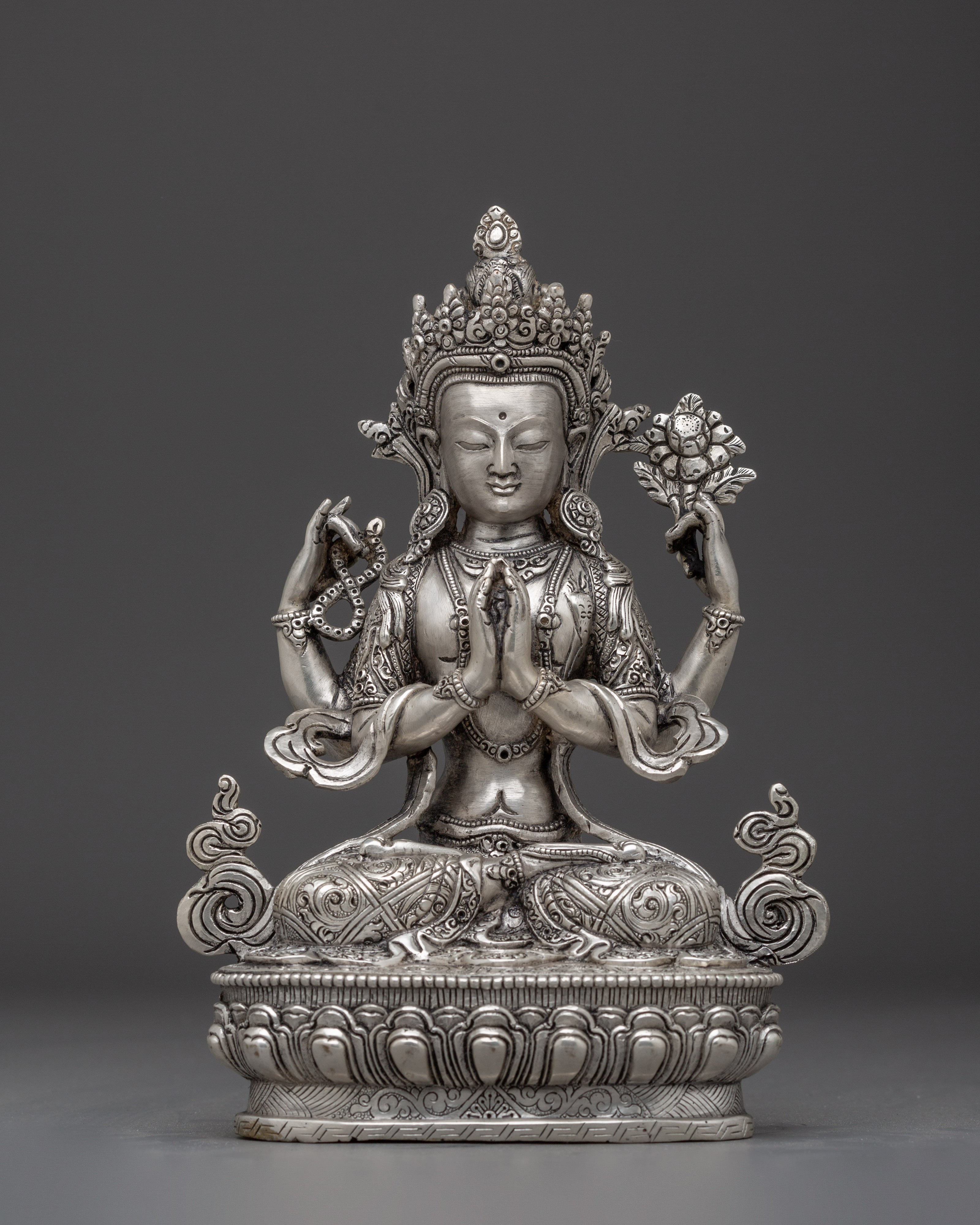 silver-chenrezig-statue