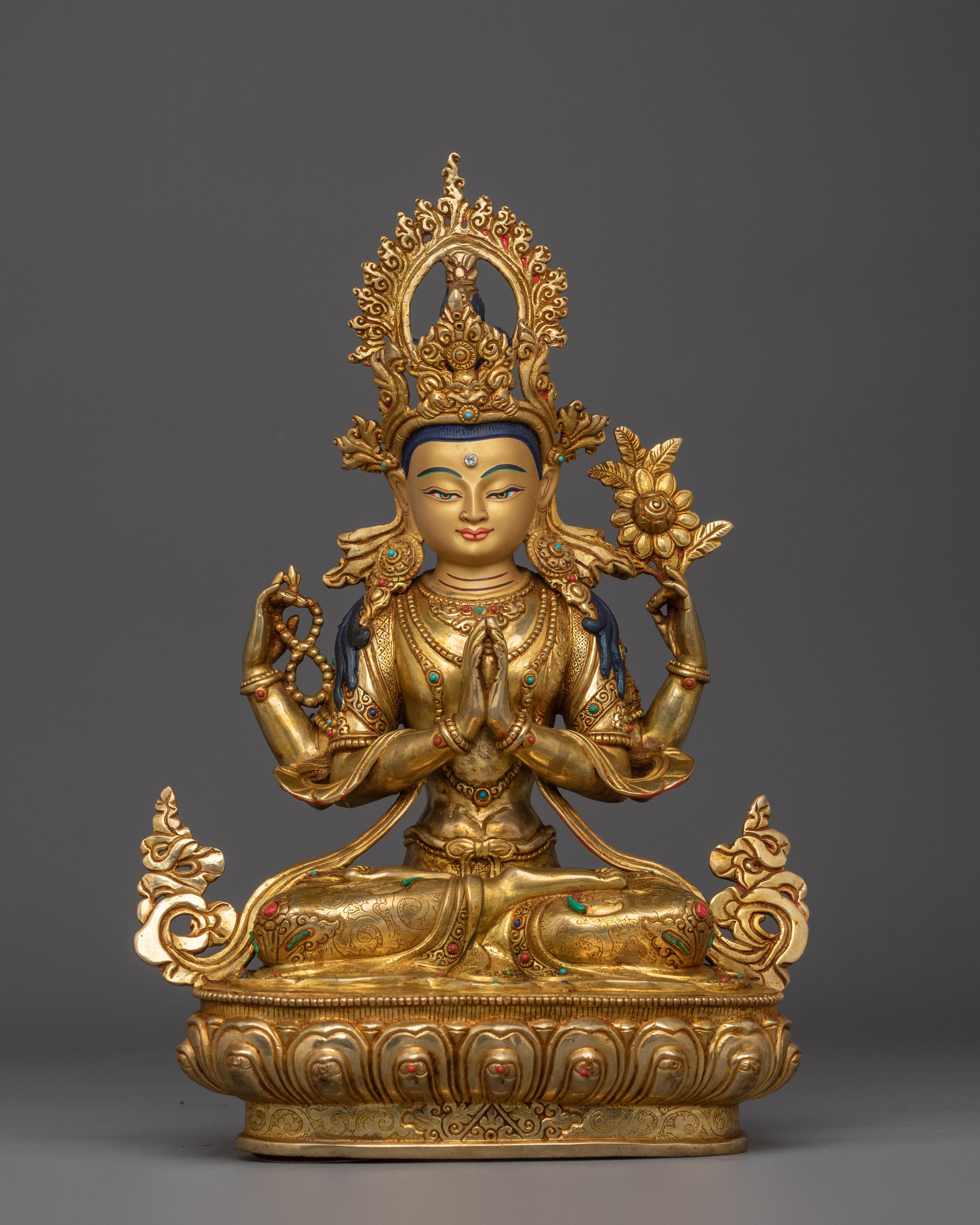 four-armed-chenrezig-golden-statue