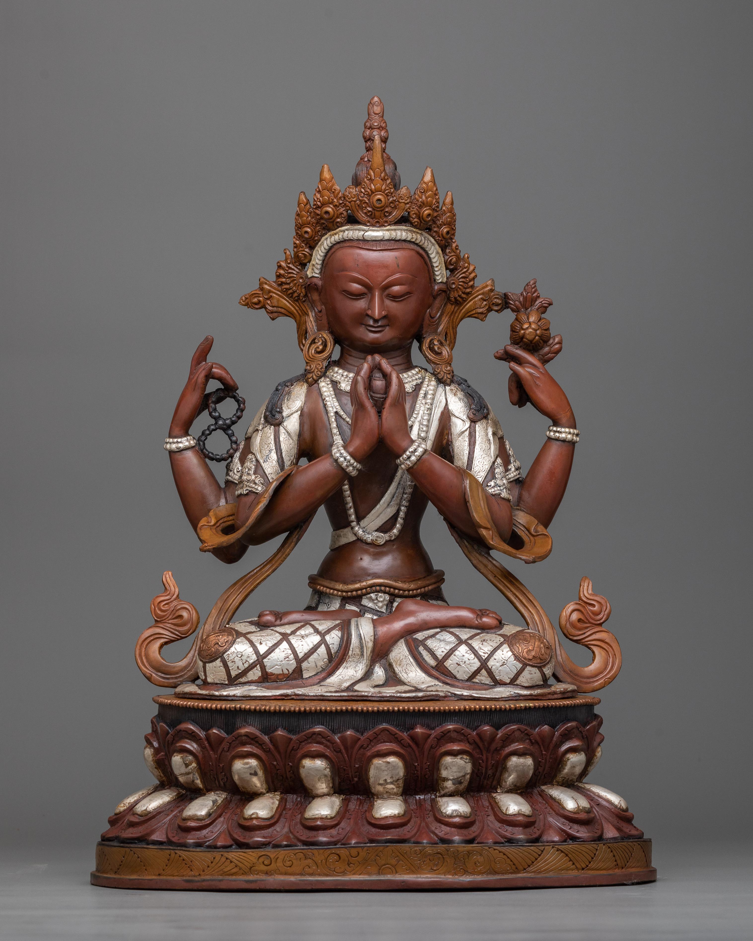 4 armed chenrezig-copper statue