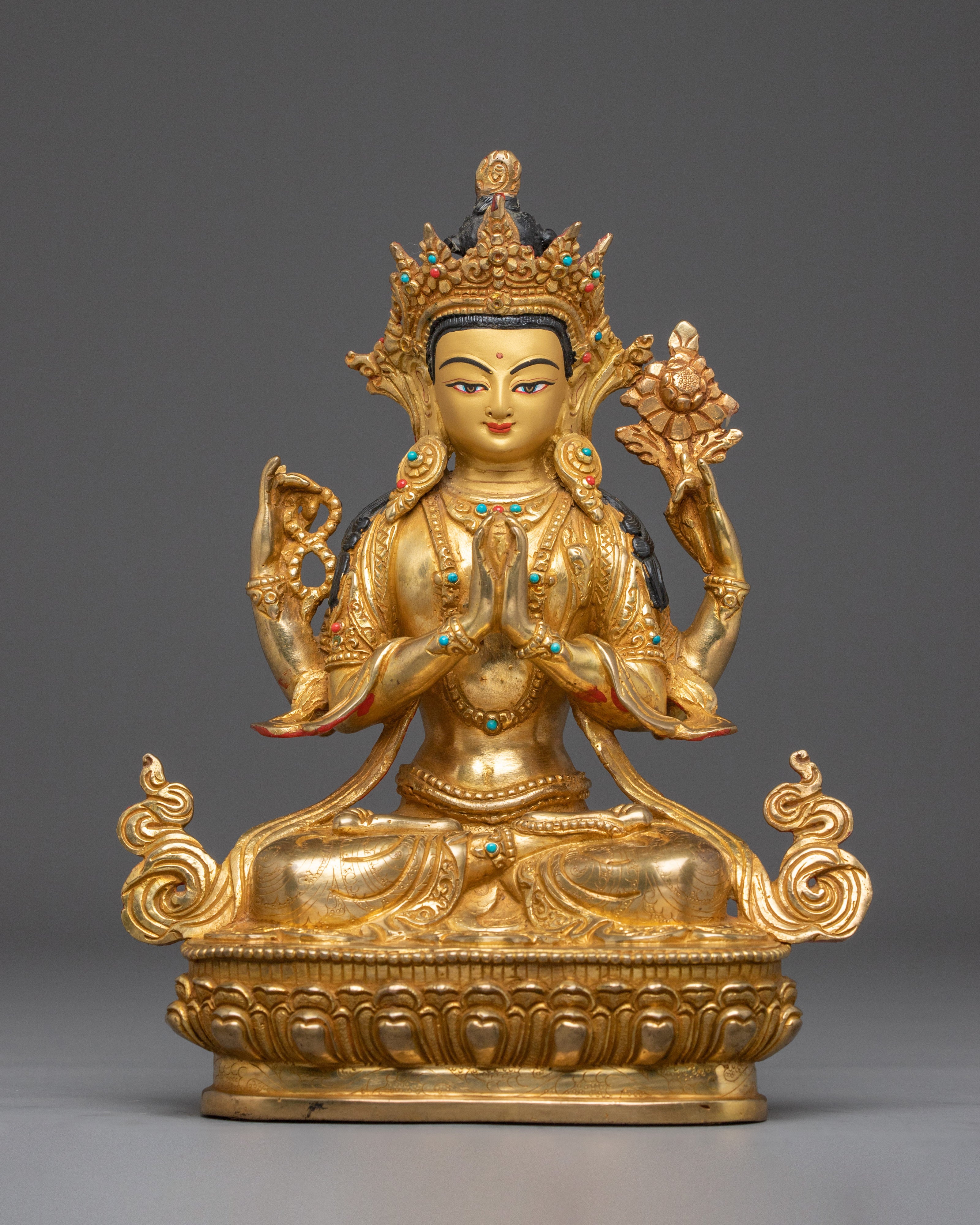 Avalokiteshvara Handmade Copper Statue | Chenrezig - Compassionate Bodhisattva