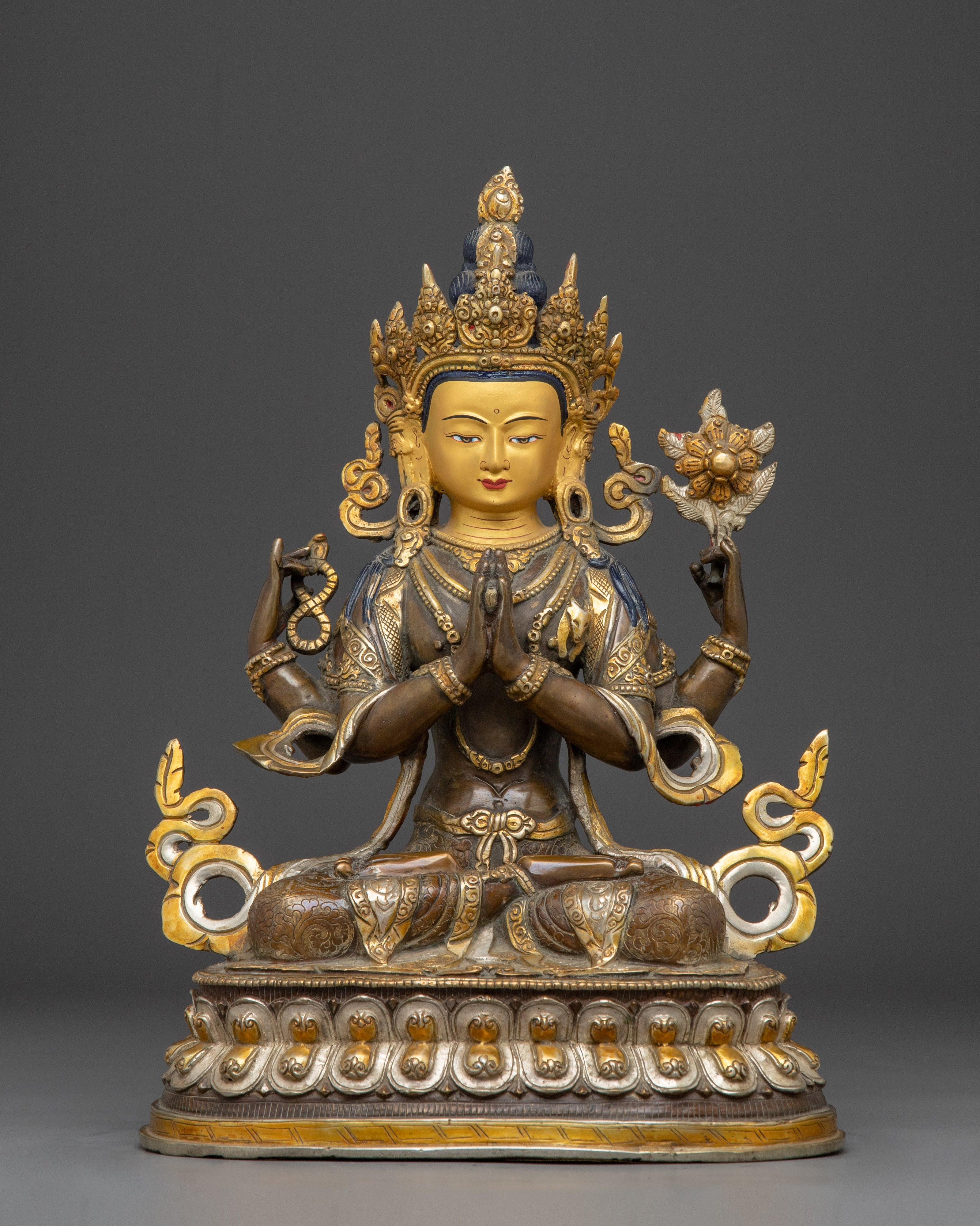 Copper Chenrezig Bodhisattva statue