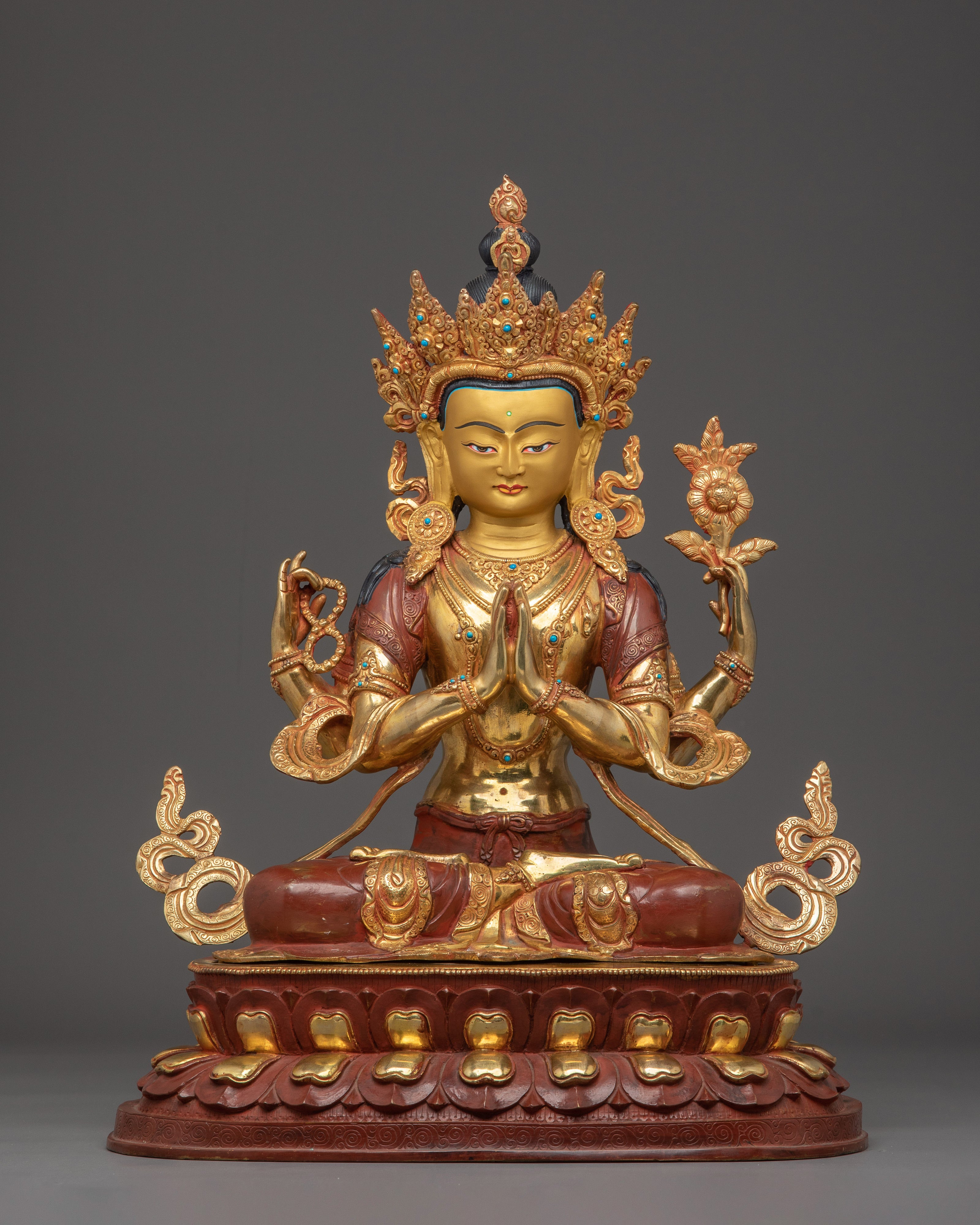Chenrezig Buddha in 24K Gold-Gilded