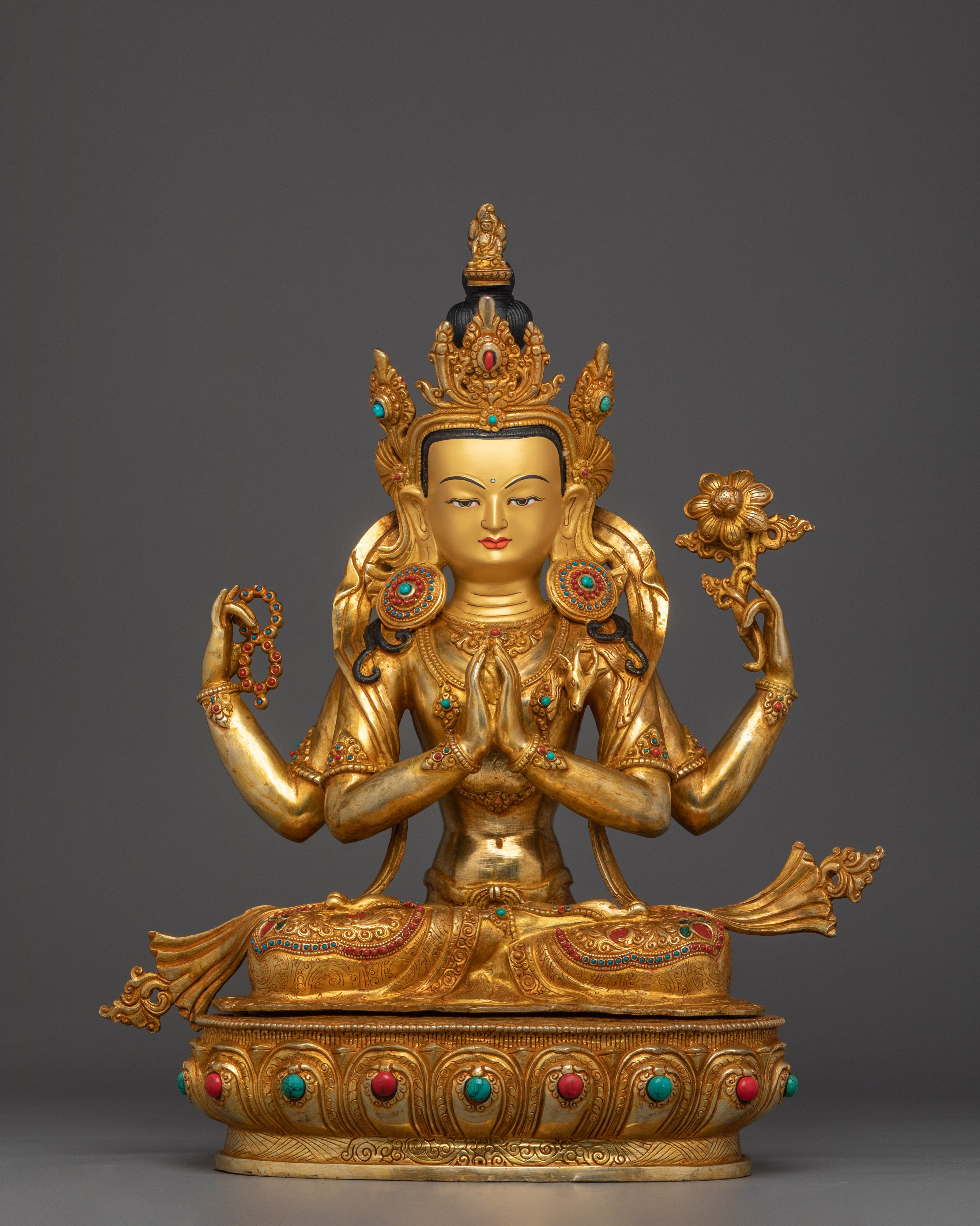 Four-Armed Avalokiteshvara Copper Statue