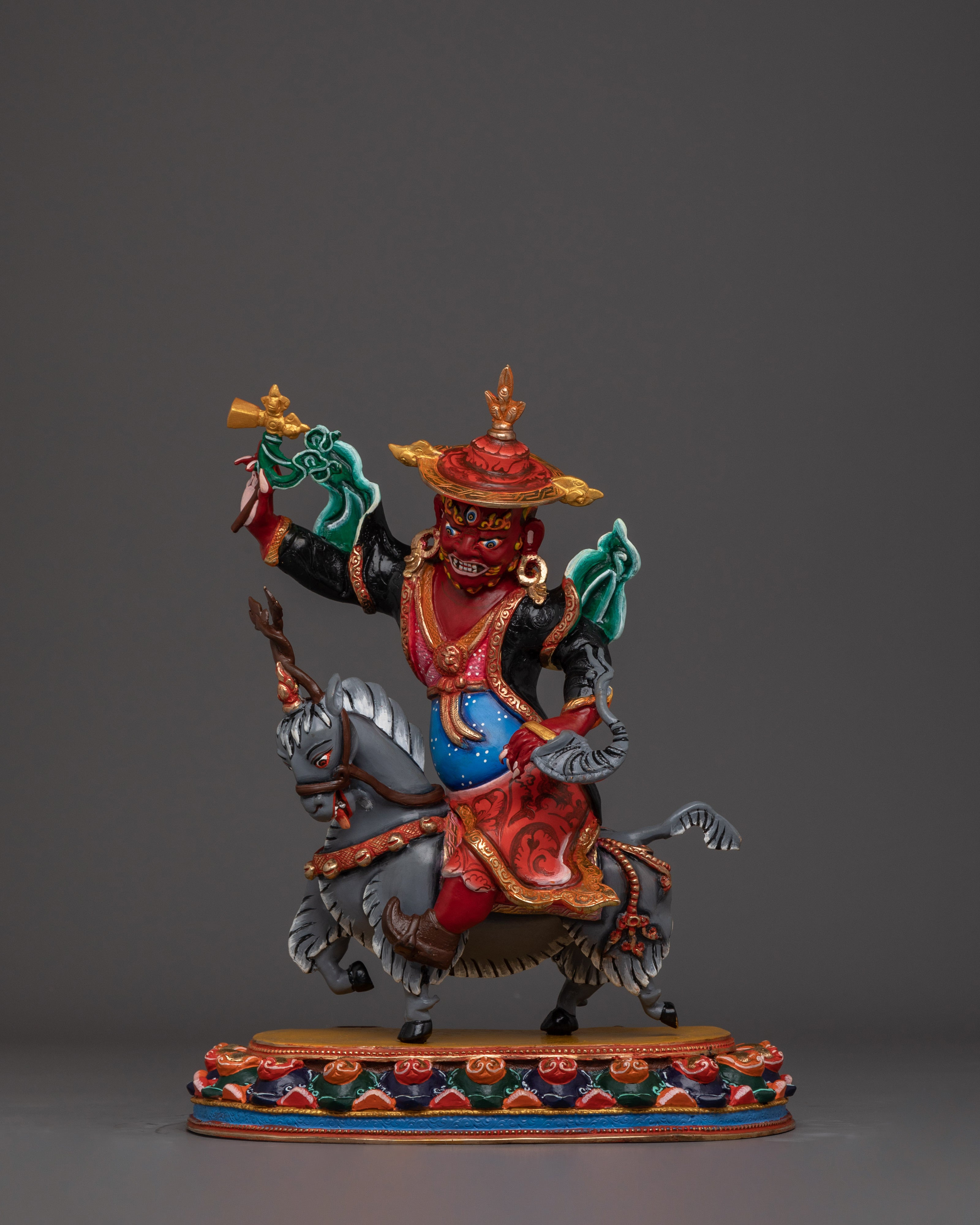 Blacksmith Damchen Garwa Nagpo Statue | Powerful Guardian of Buddhist Teachings