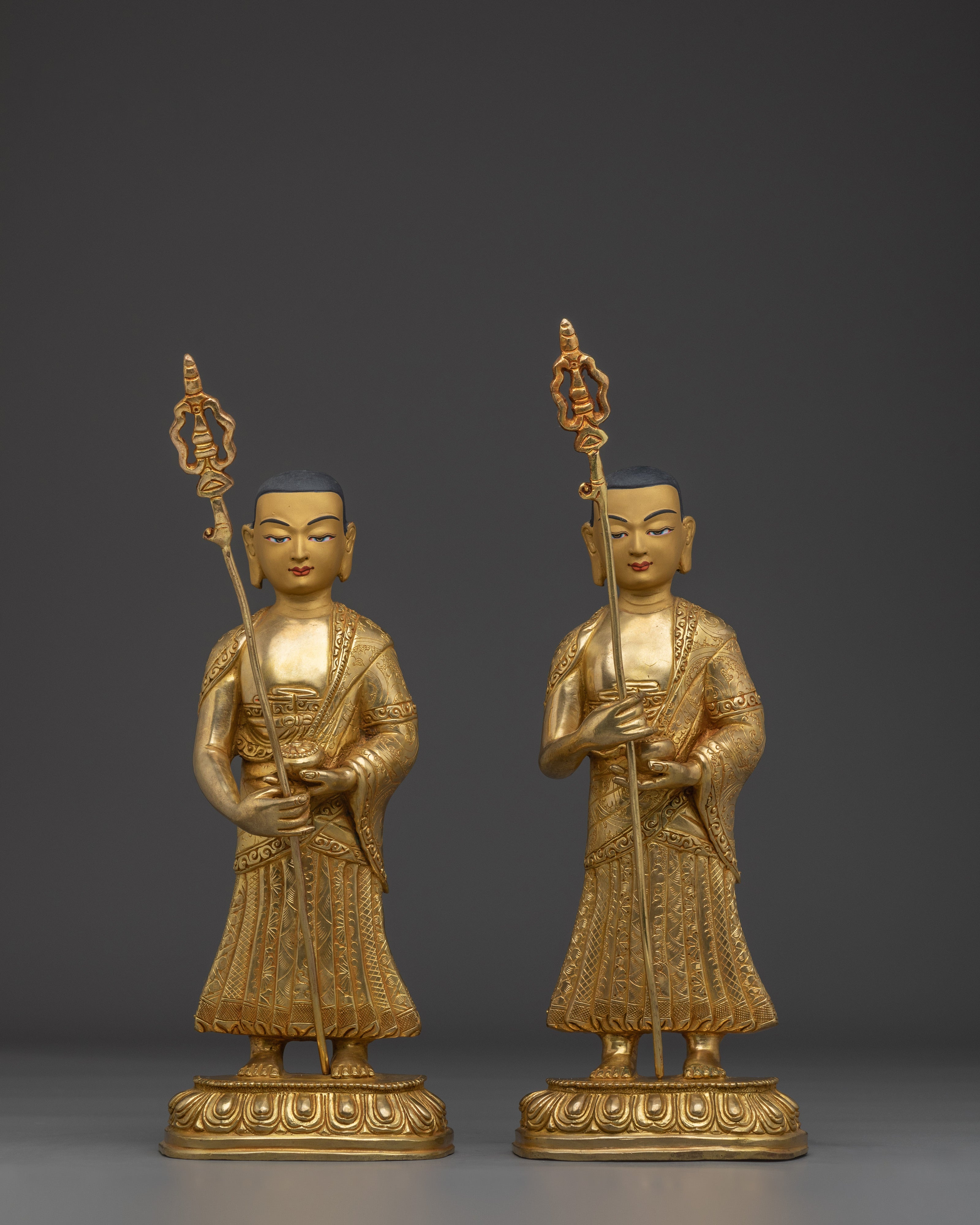 Gold Gilded Shakyamuni Buddha Disciples Statues