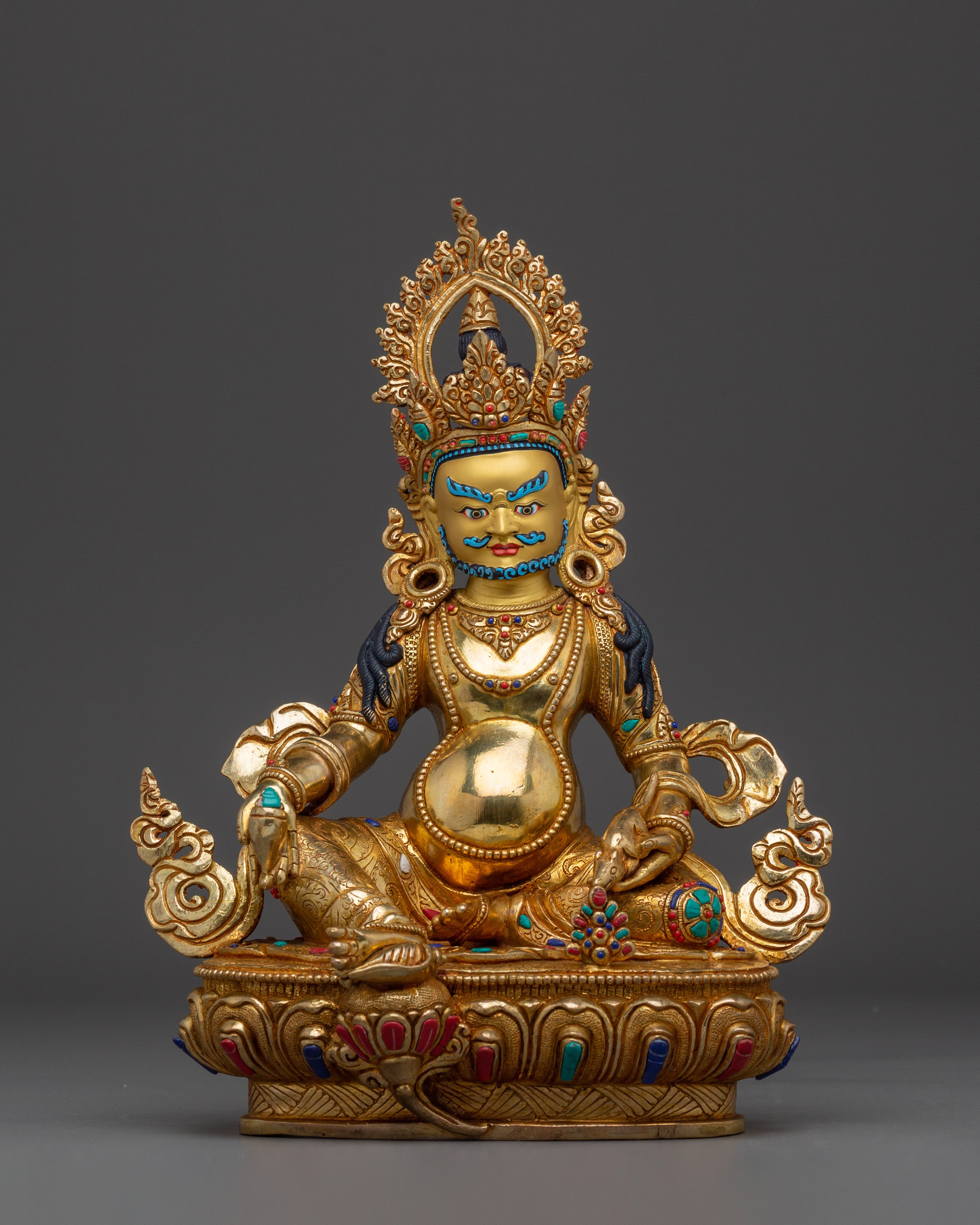 Dzambhala statue in 24K gold-gilded