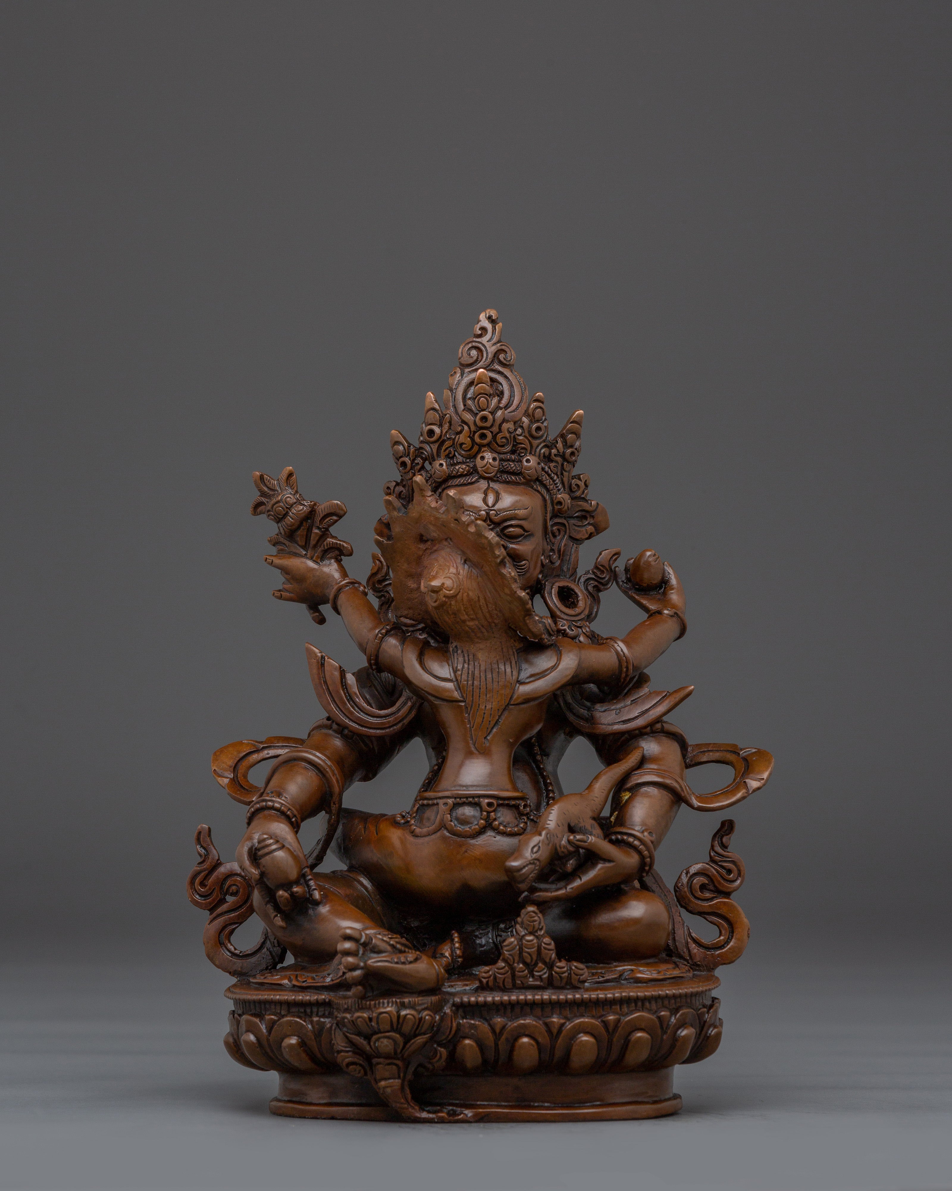 Dzambhala with Consort Oxidized Statue