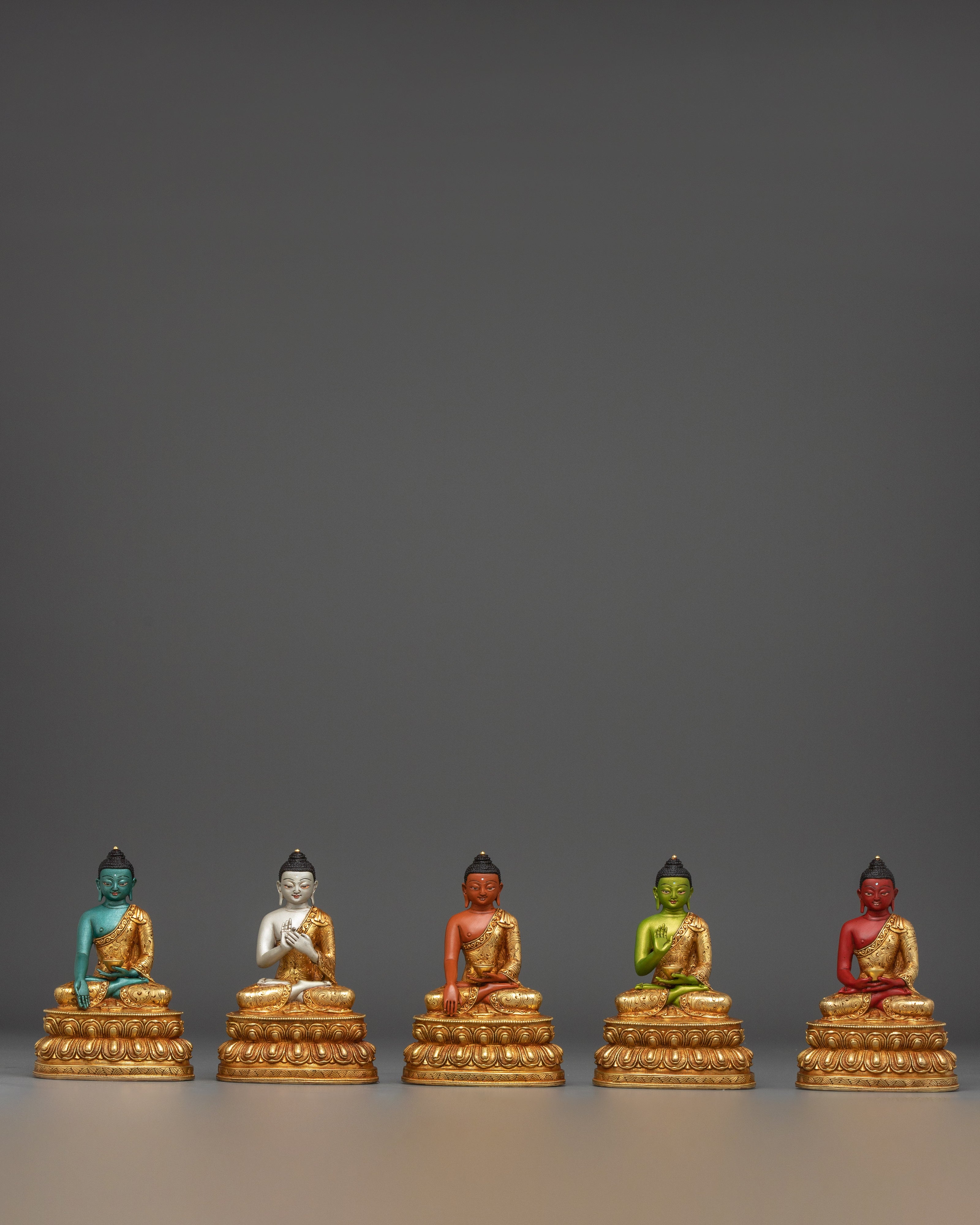 Himalayan Handmade Five Buddha Set Artwork | Tibetan Buddhist Deity