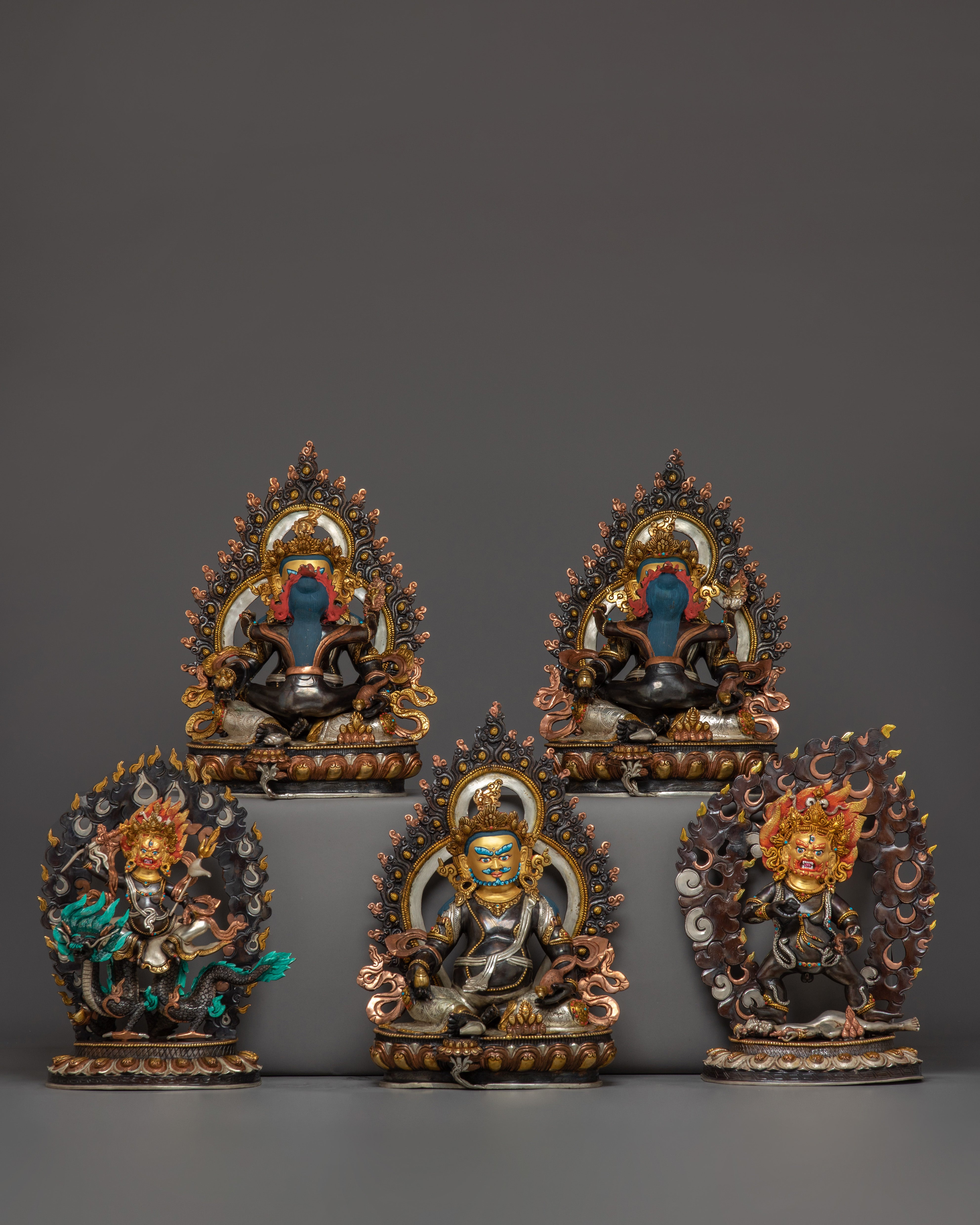 Handmade Five Dzambhala Statue Set