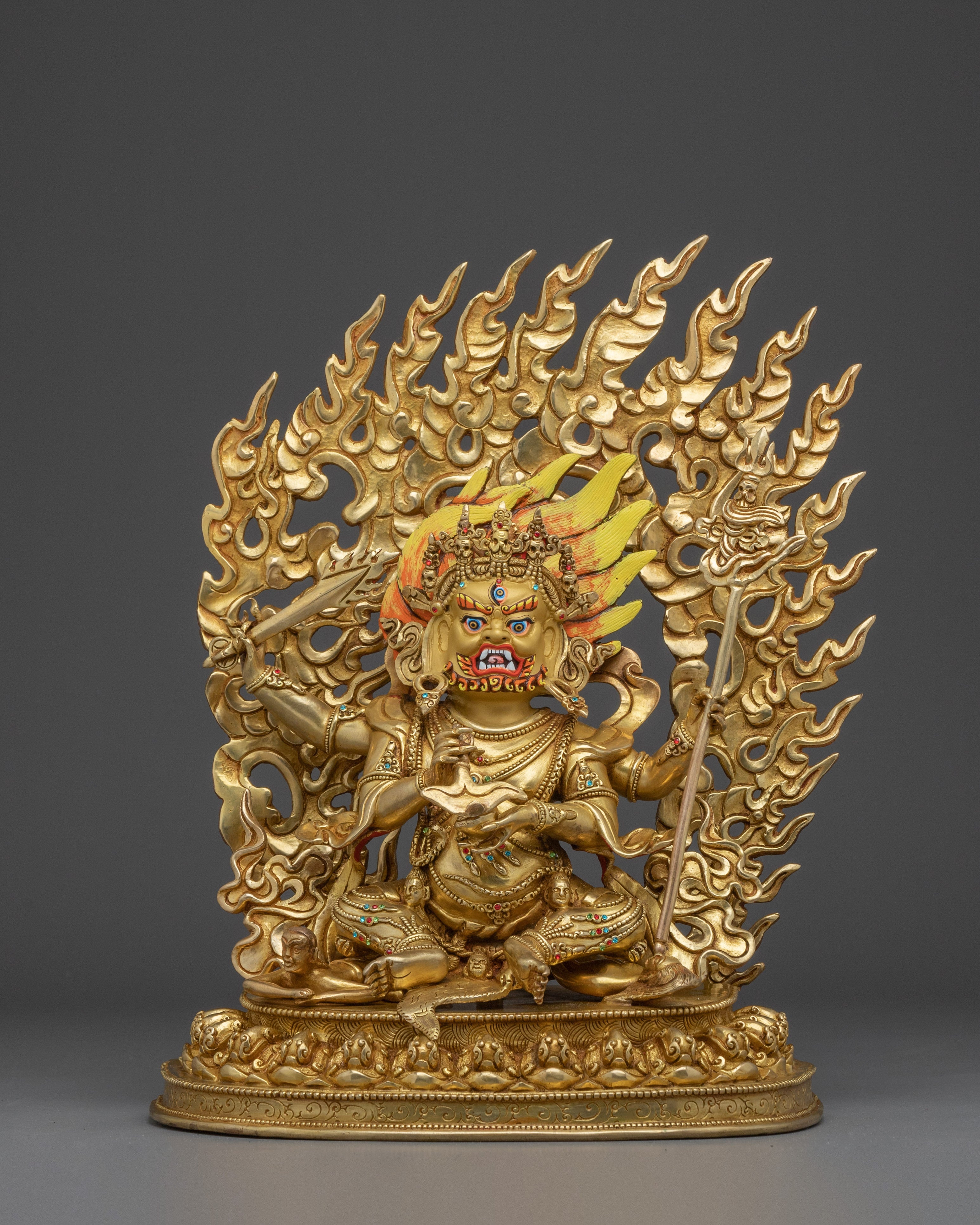 Four Armed Mahakala Sculpture for Protection and Strength