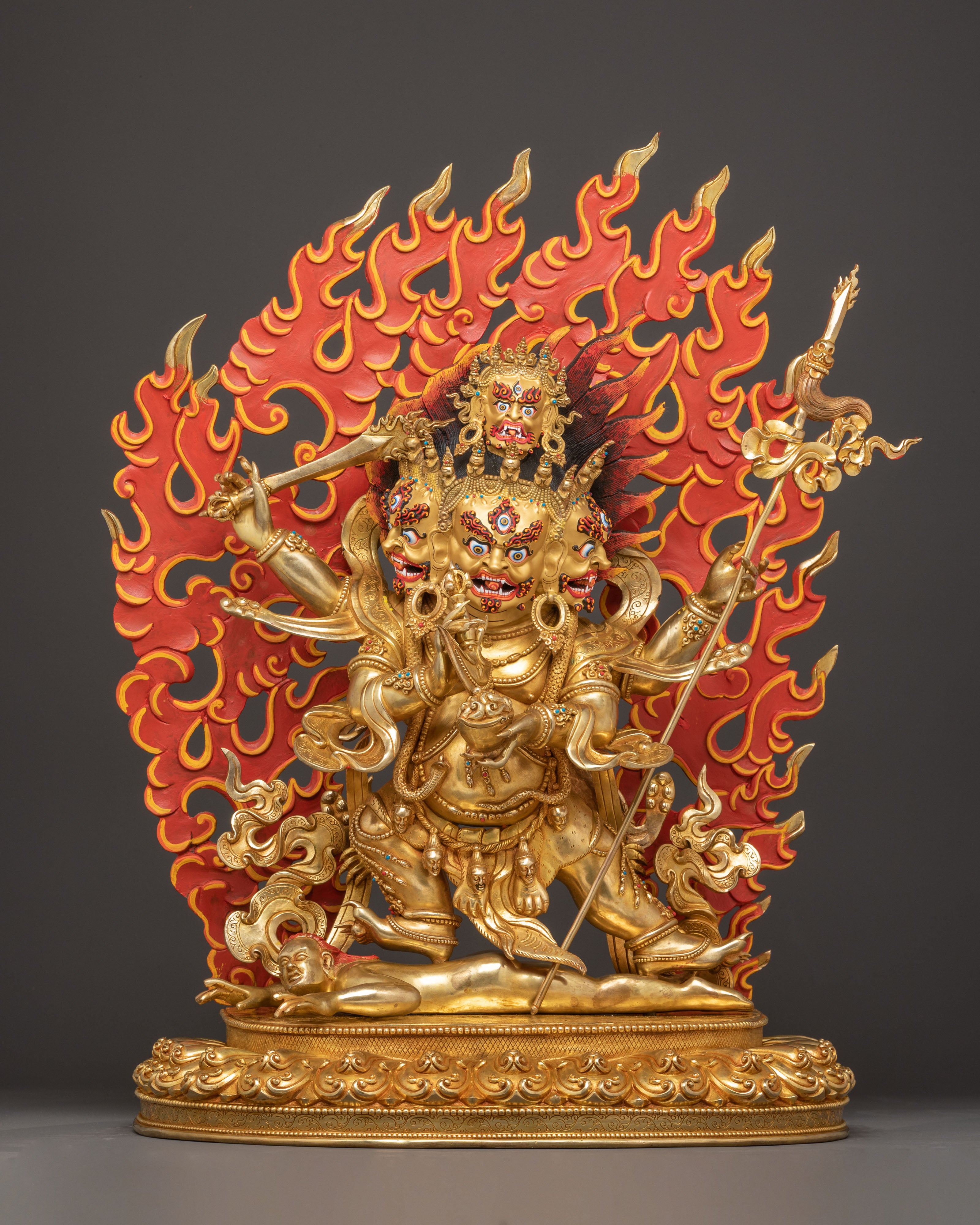 Four Armed Mahakala Handmade Copper Statue