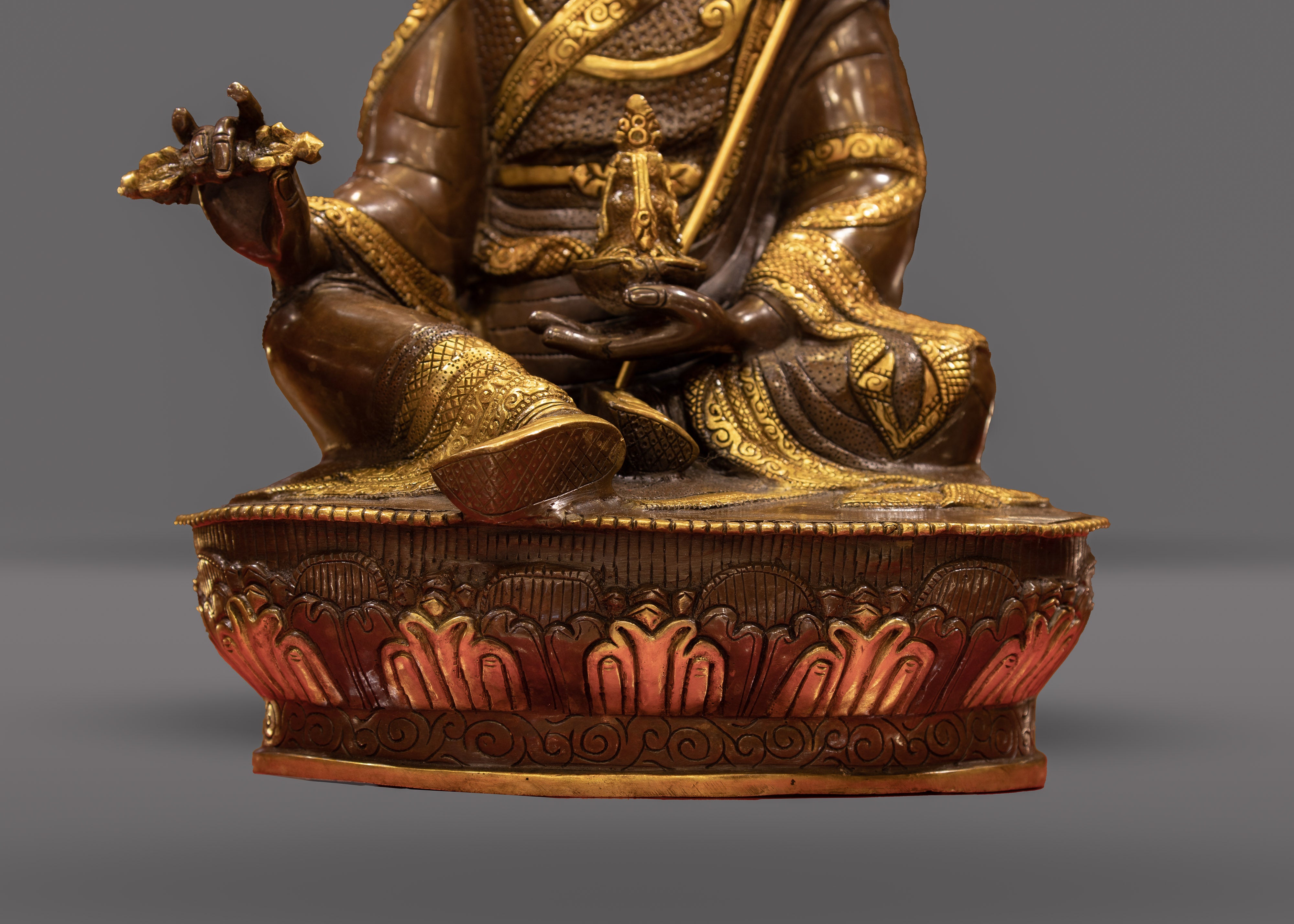 Spiritual Guru Rinpoche Statue | 24K Gold Gilded Master of Tantric Buddhism