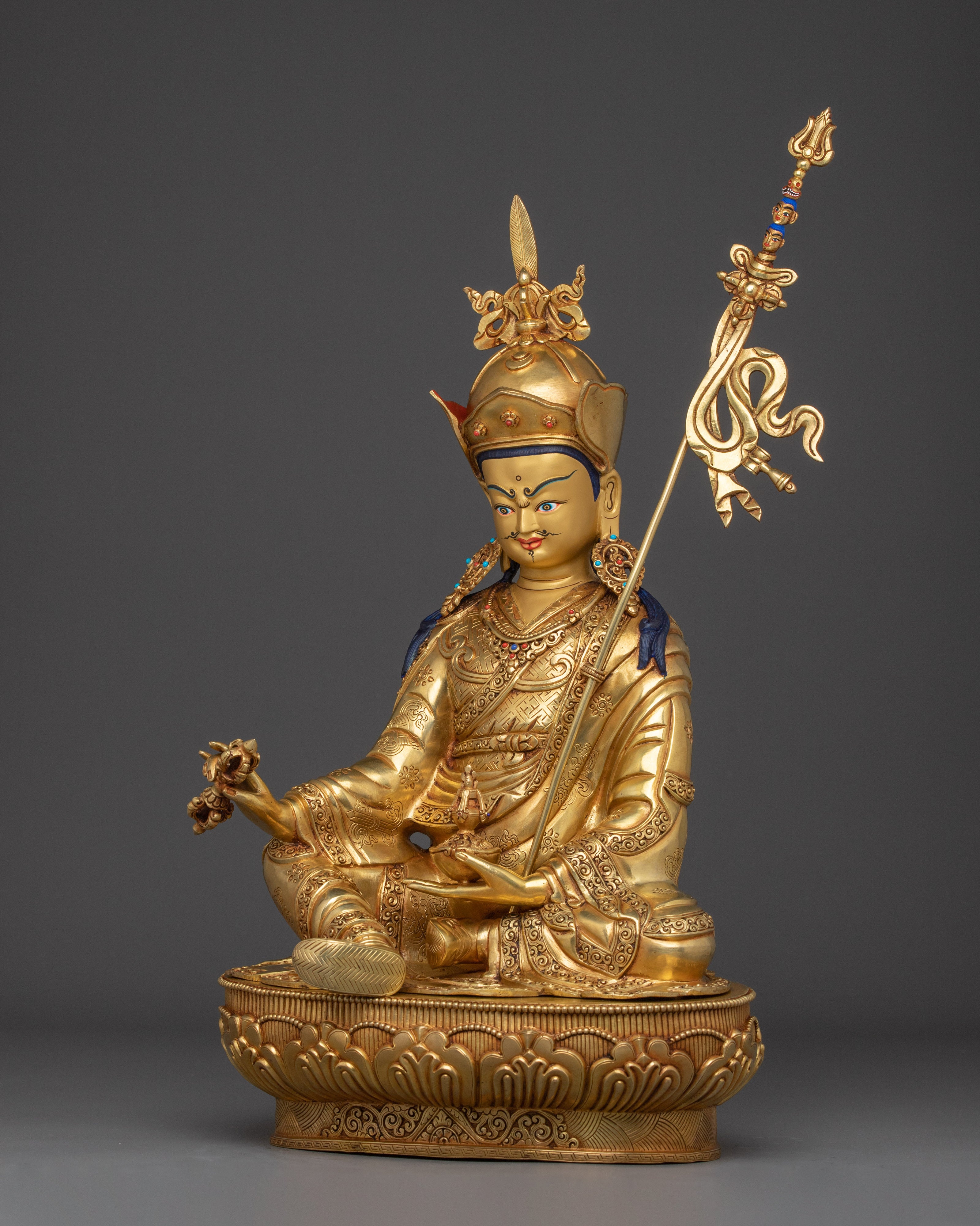 Guru Rinpoche With Khatvanga Statue | Padmasambhava - Lotus-Born Guru