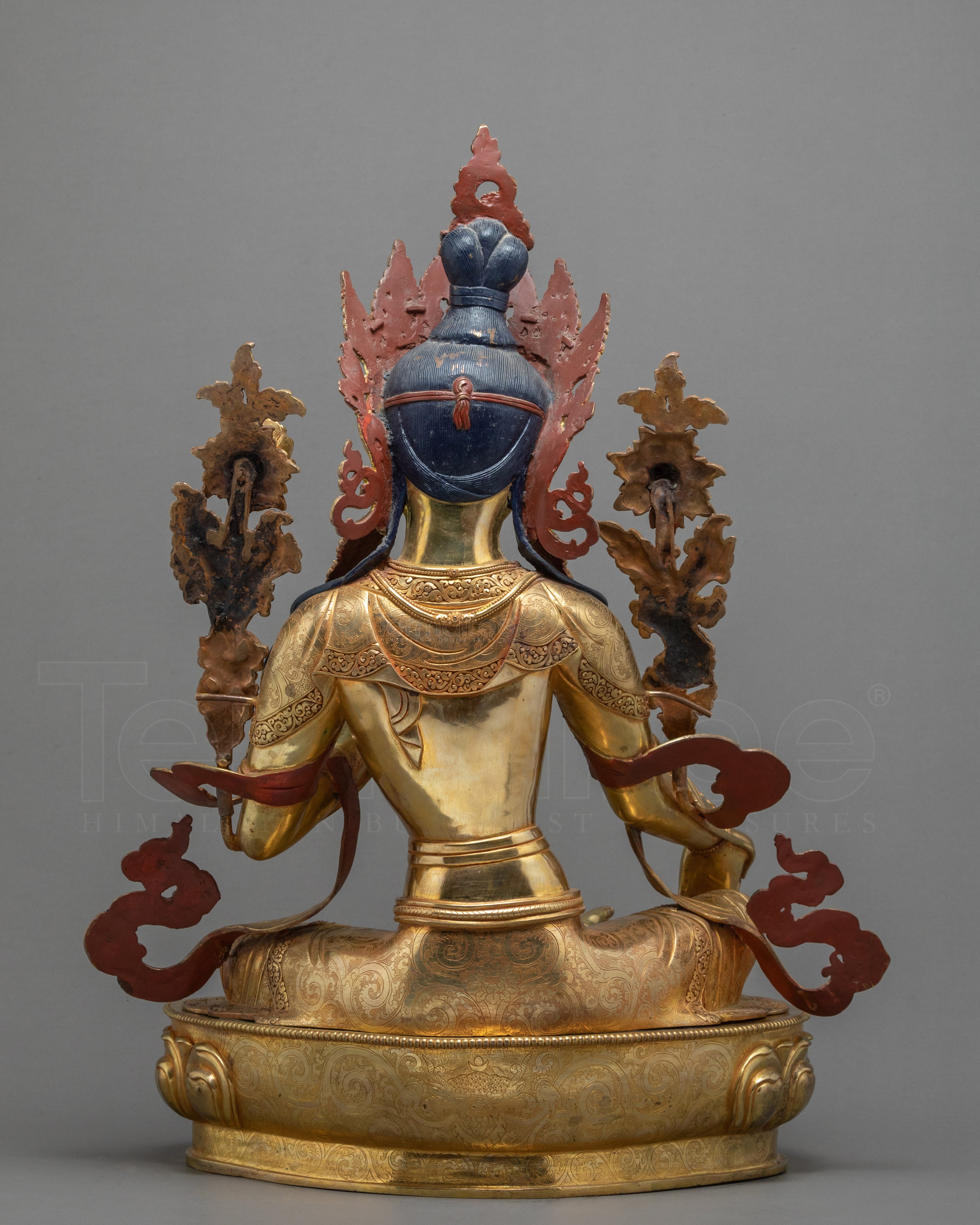 Large Green Tara Gold Statue | Hand carved Mother Tara Sculpture