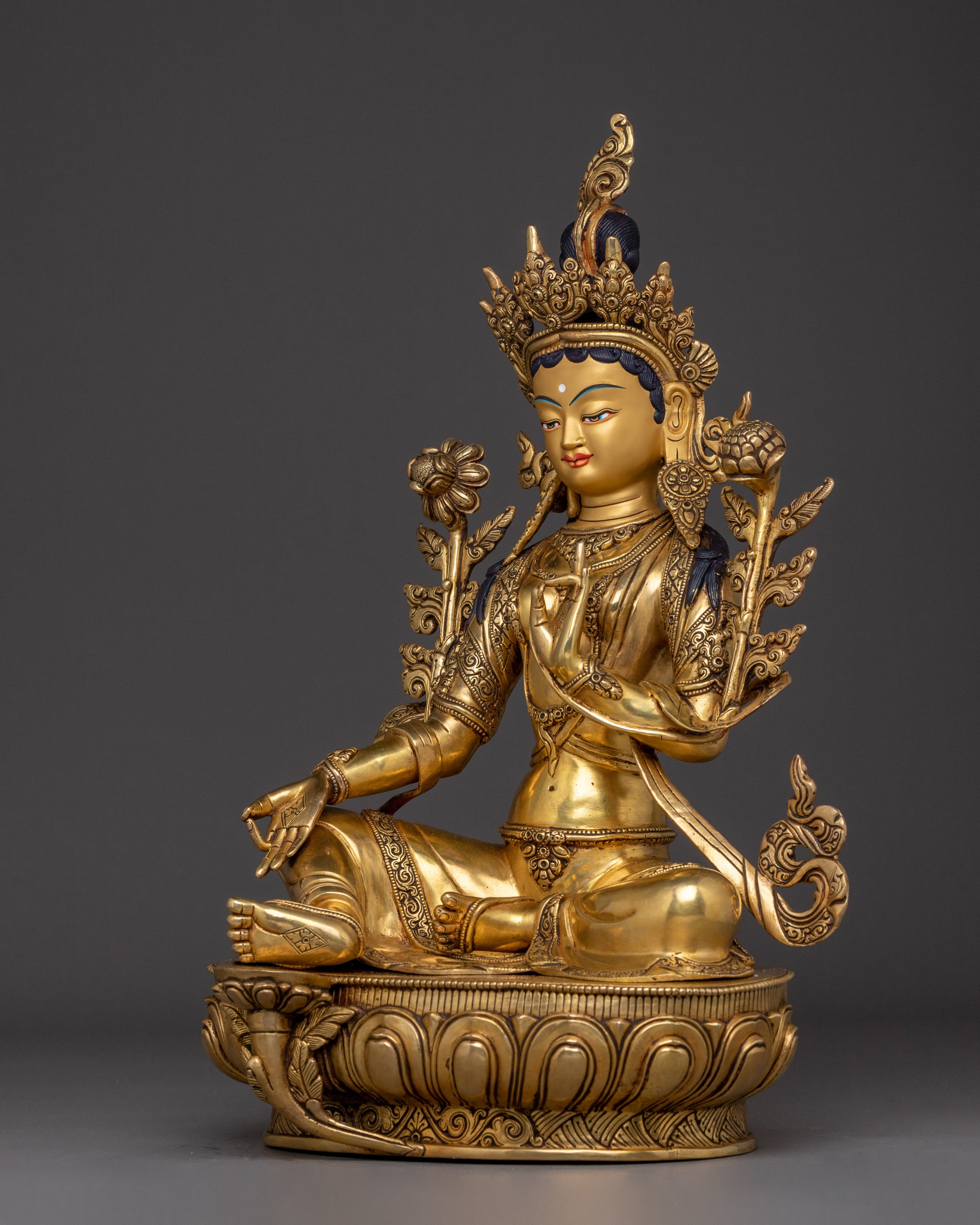 Compassionate Deity Green Tara Sculpture | Enlightened Protector Deity