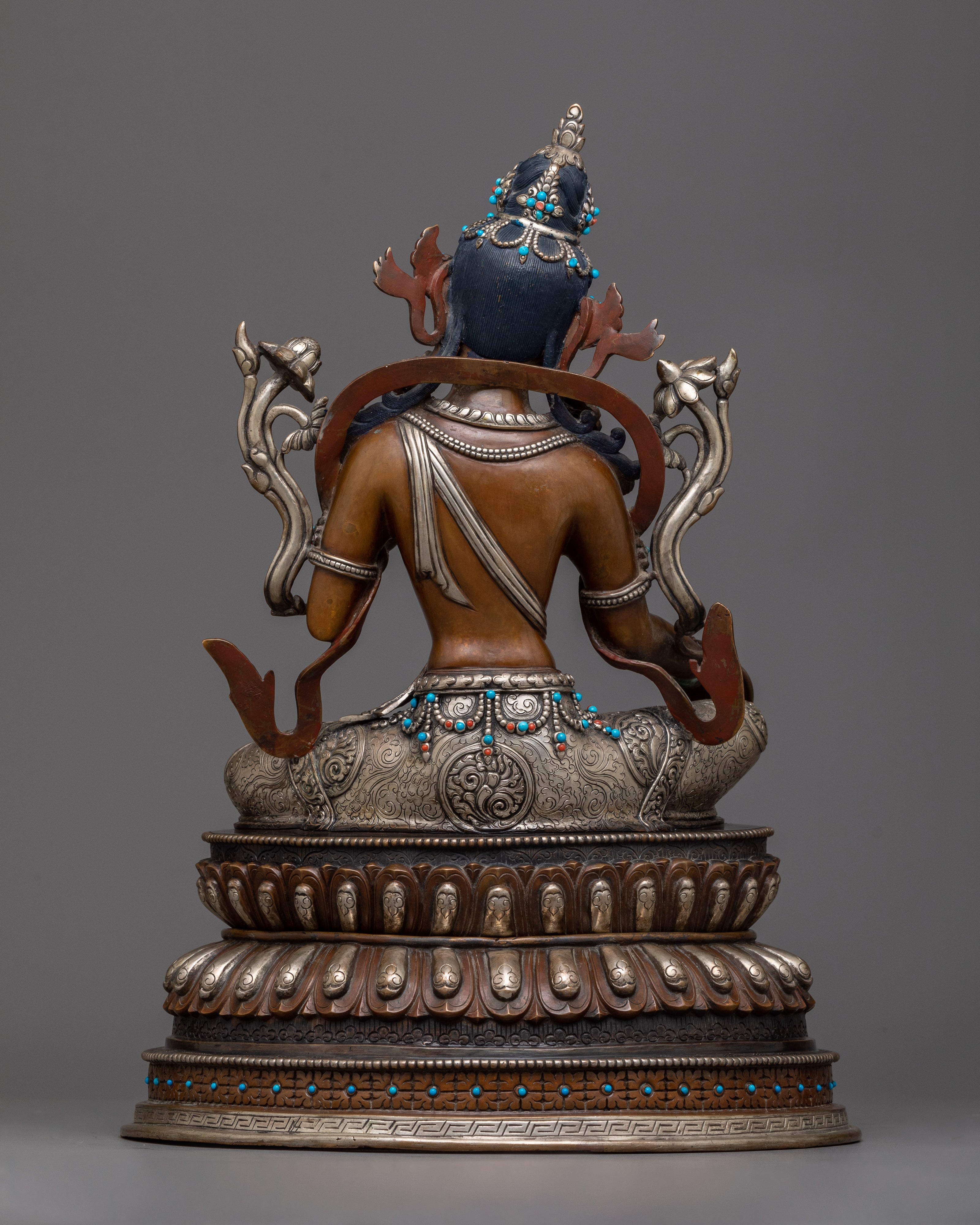 Beautiful Green Tara Sculpture | Serenity in Silver Statue