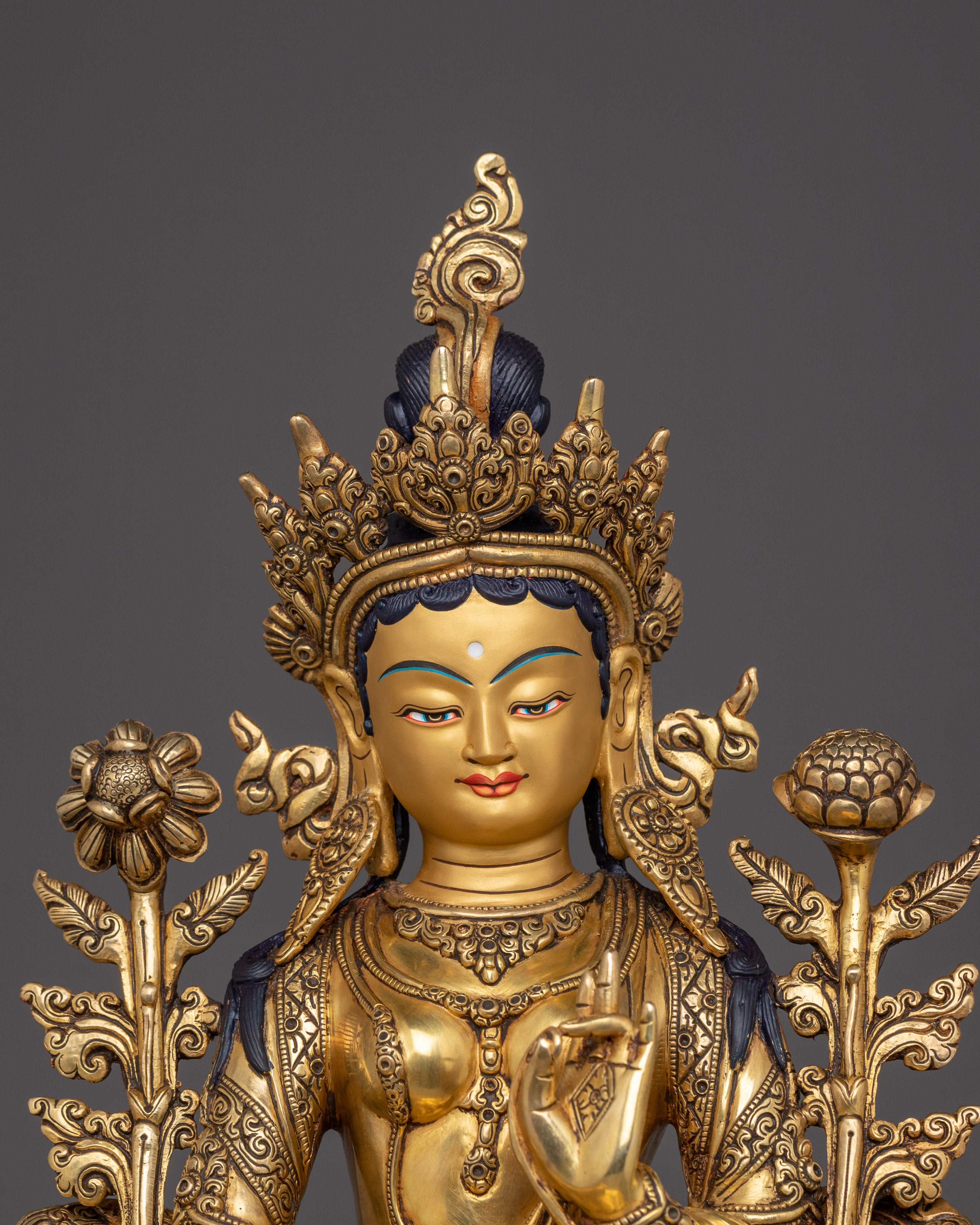 Compassionate Deity Green Tara Sculpture | Enlightened Protector Deity