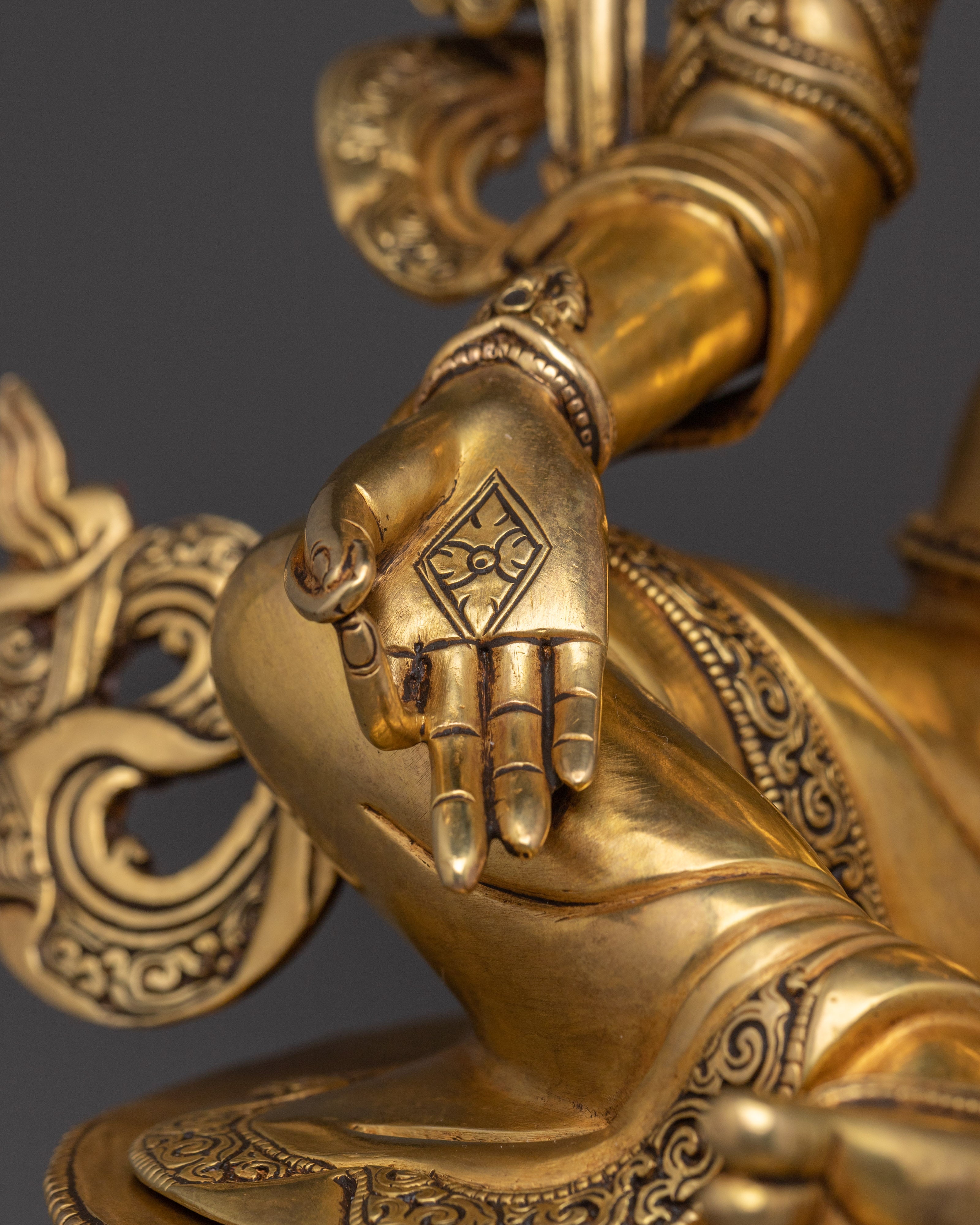 Compassionate Deity Green Tara Sculpture | Enlightened Protector Deity