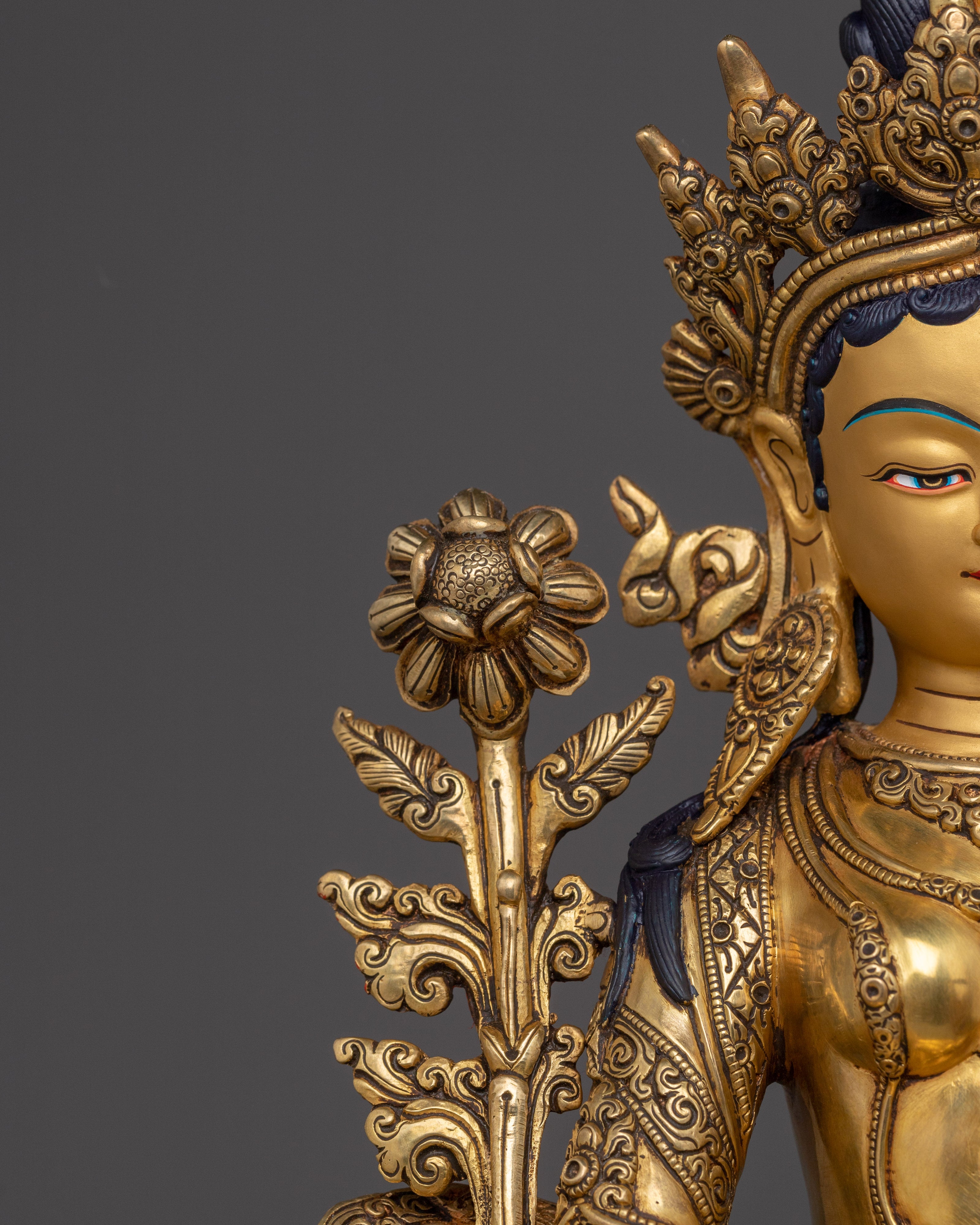 Compassionate Deity Green Tara Sculpture | Enlightened Protector Deity