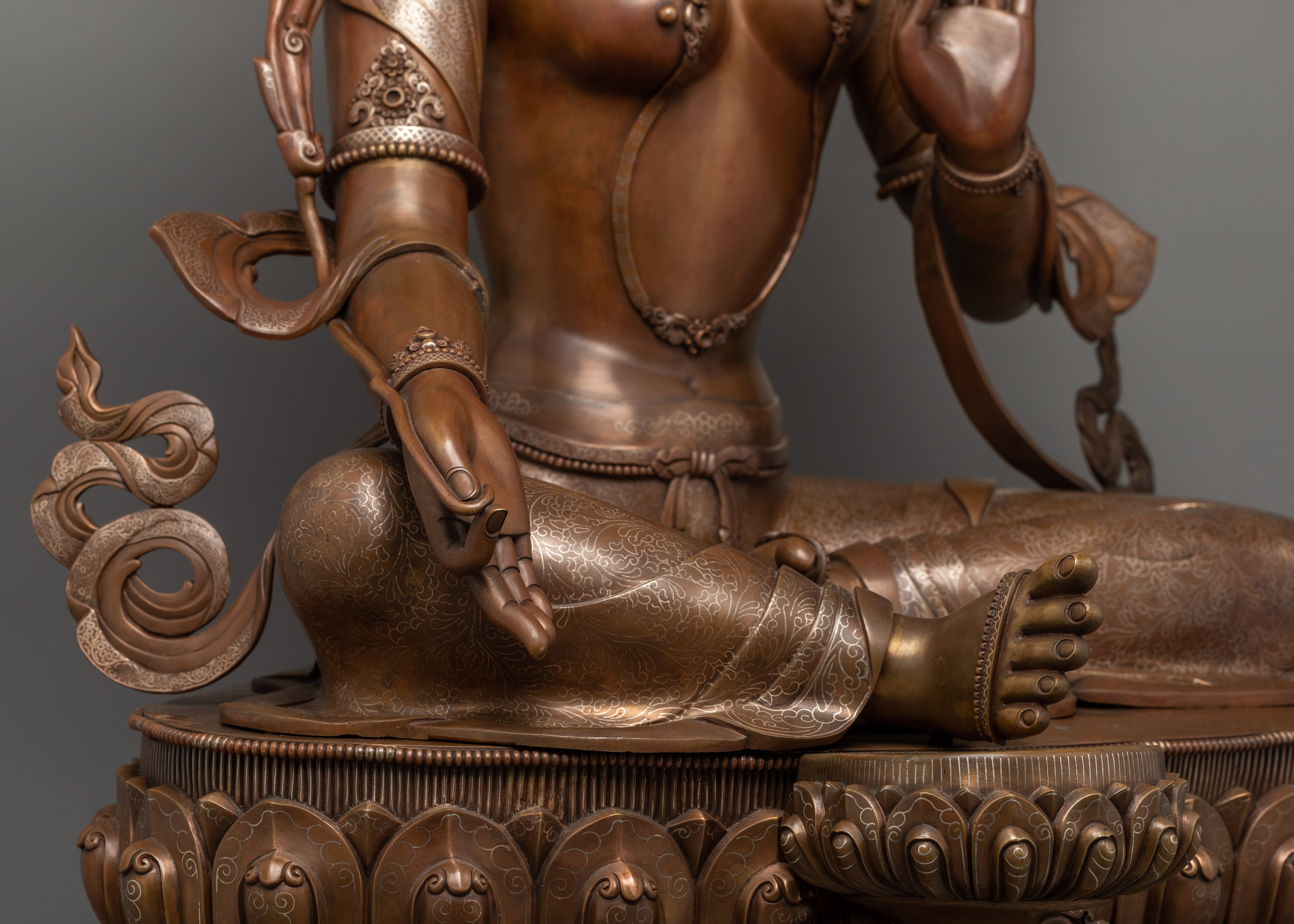 Tibetan Green Tara Oxidized Copper Statue | Sacred Buddhist Artwork