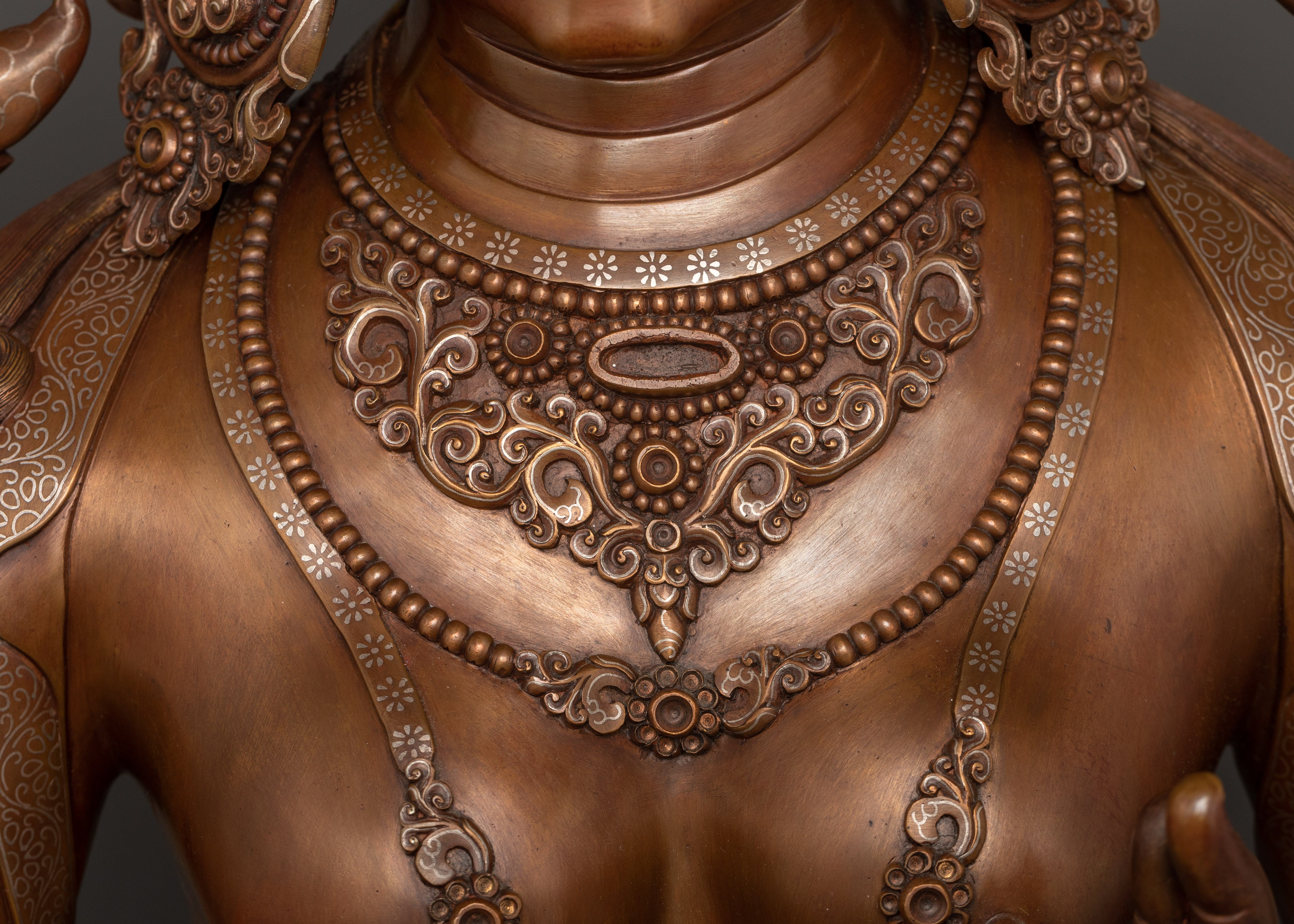 Tibetan Green Tara Oxidized Copper Statue | Sacred Buddhist Artwork