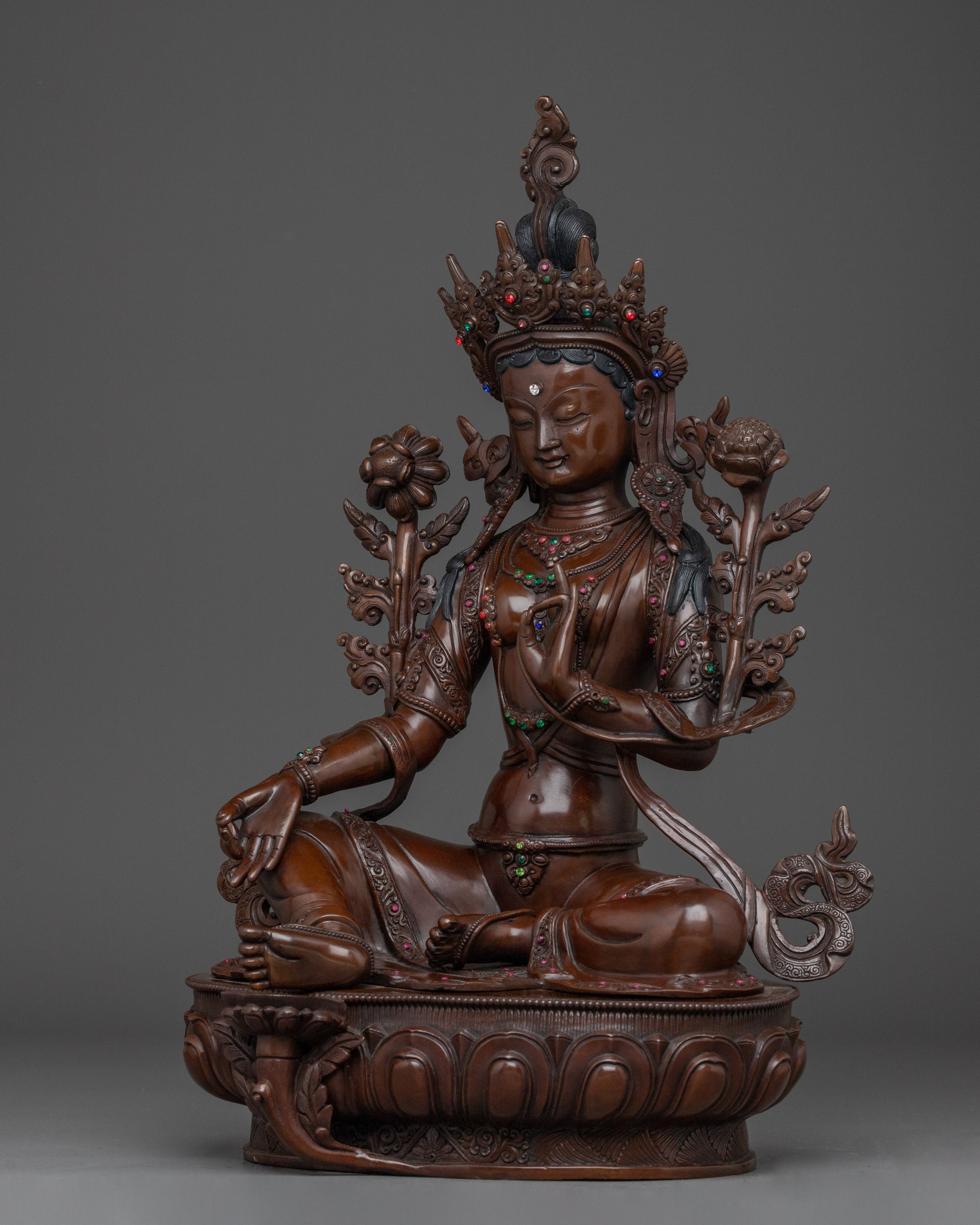 Green Tara The Guardian of Buddhist Teachings | Tibetan Sculpture