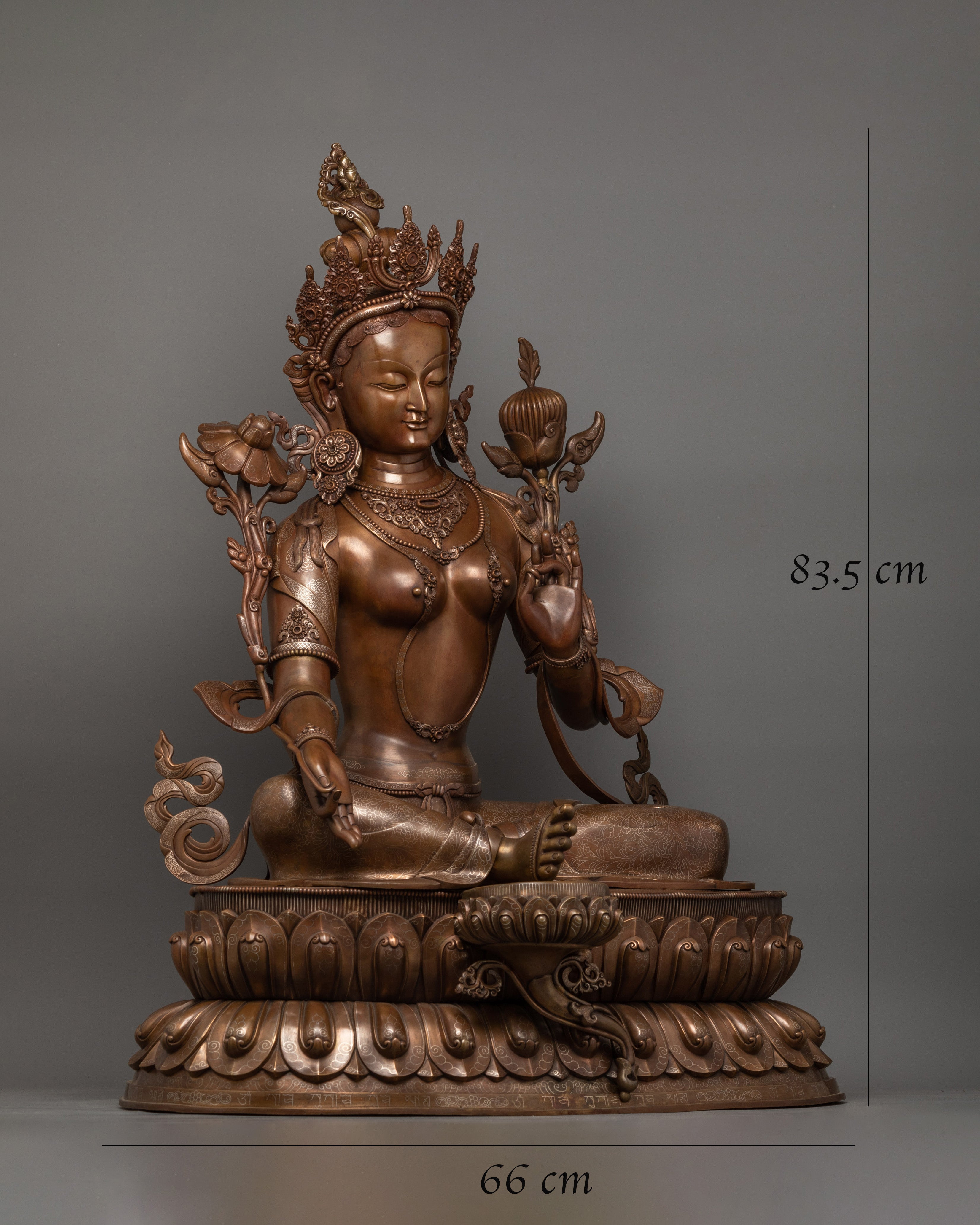 Tibetan Green Tara Oxidized Copper Statue | Sacred Buddhist Artwork