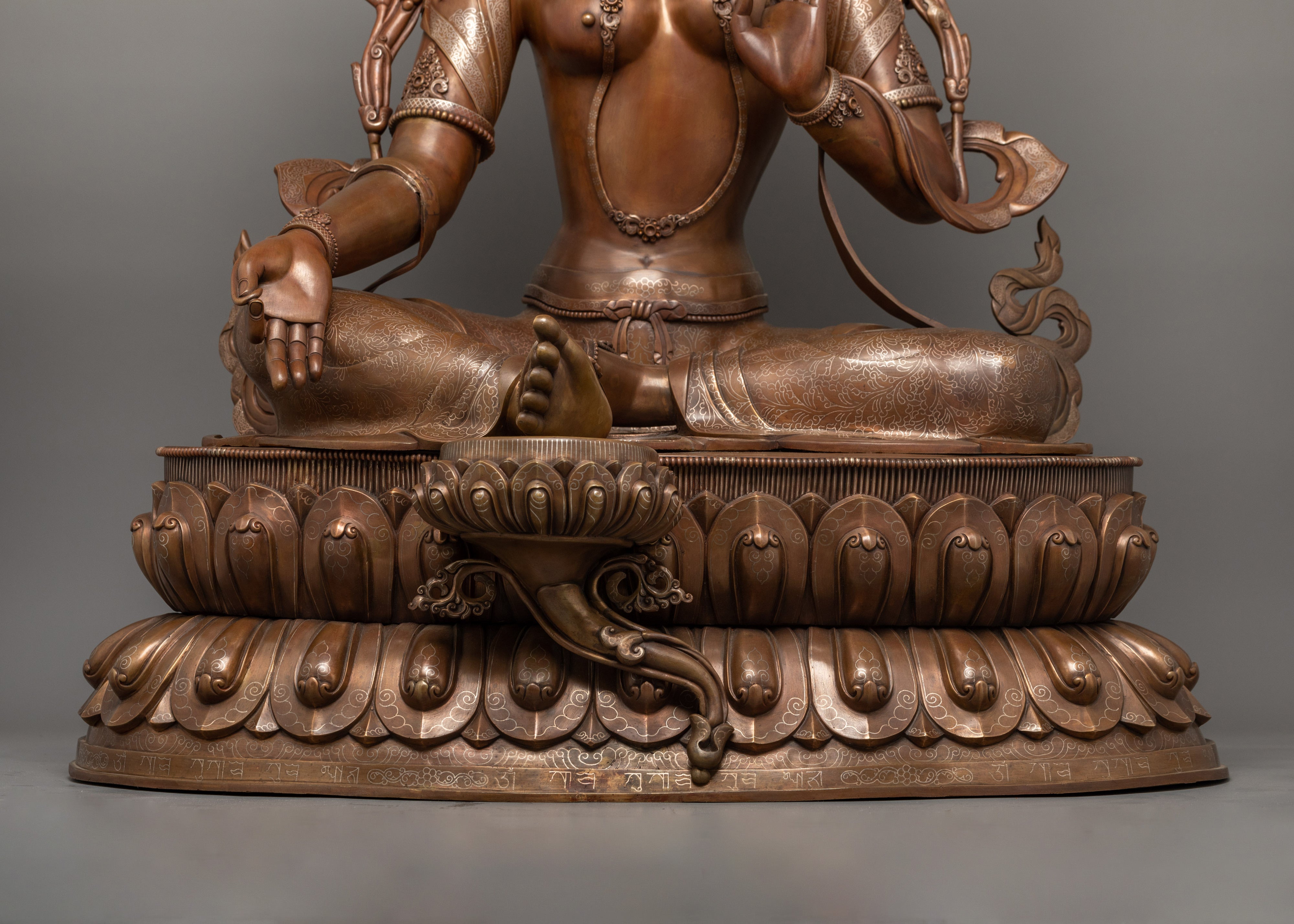 Tibetan Green Tara Oxidized Copper Statue | Sacred Buddhist Artwork