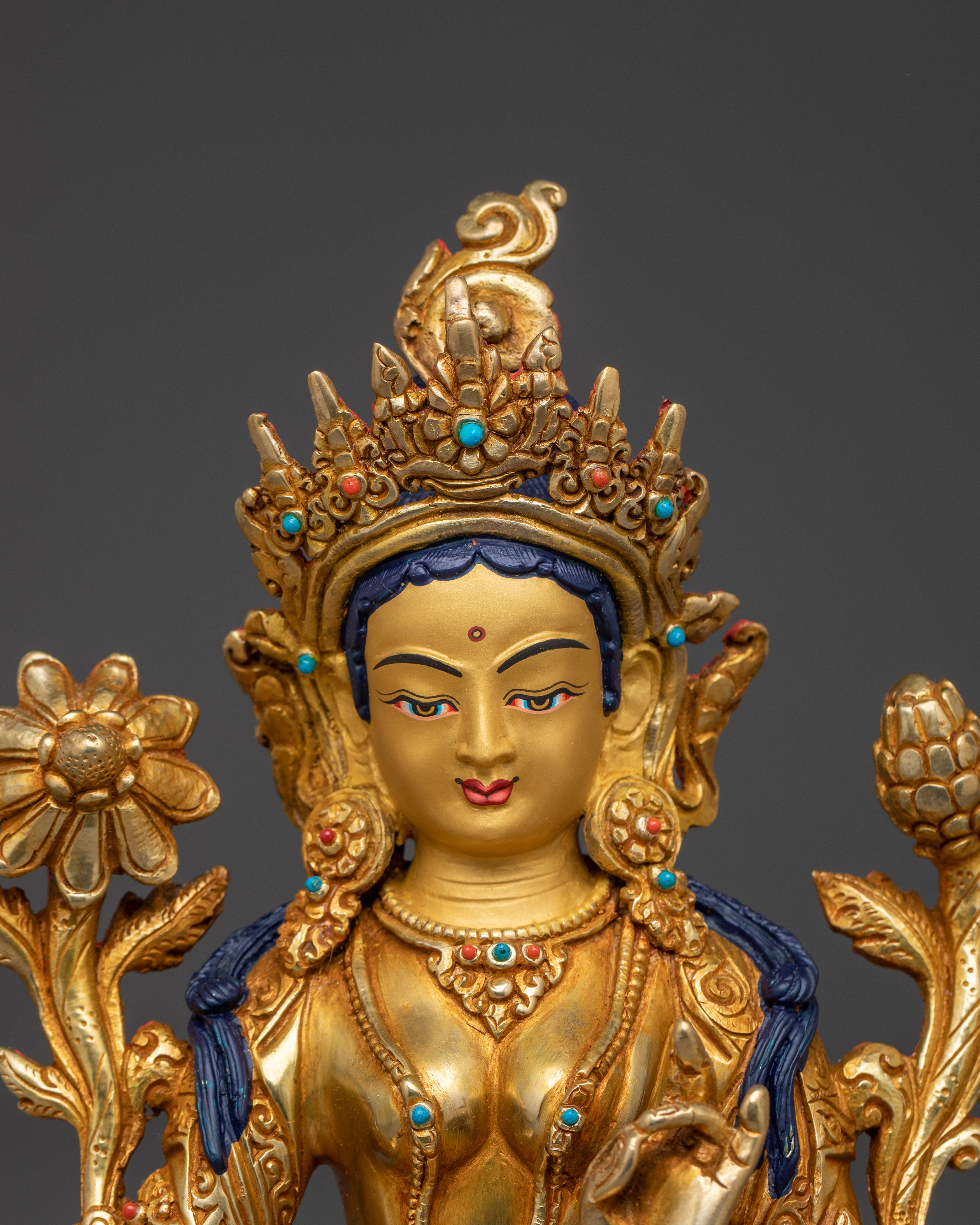Green Tara Sculpture in Copper | Traditional Artwork