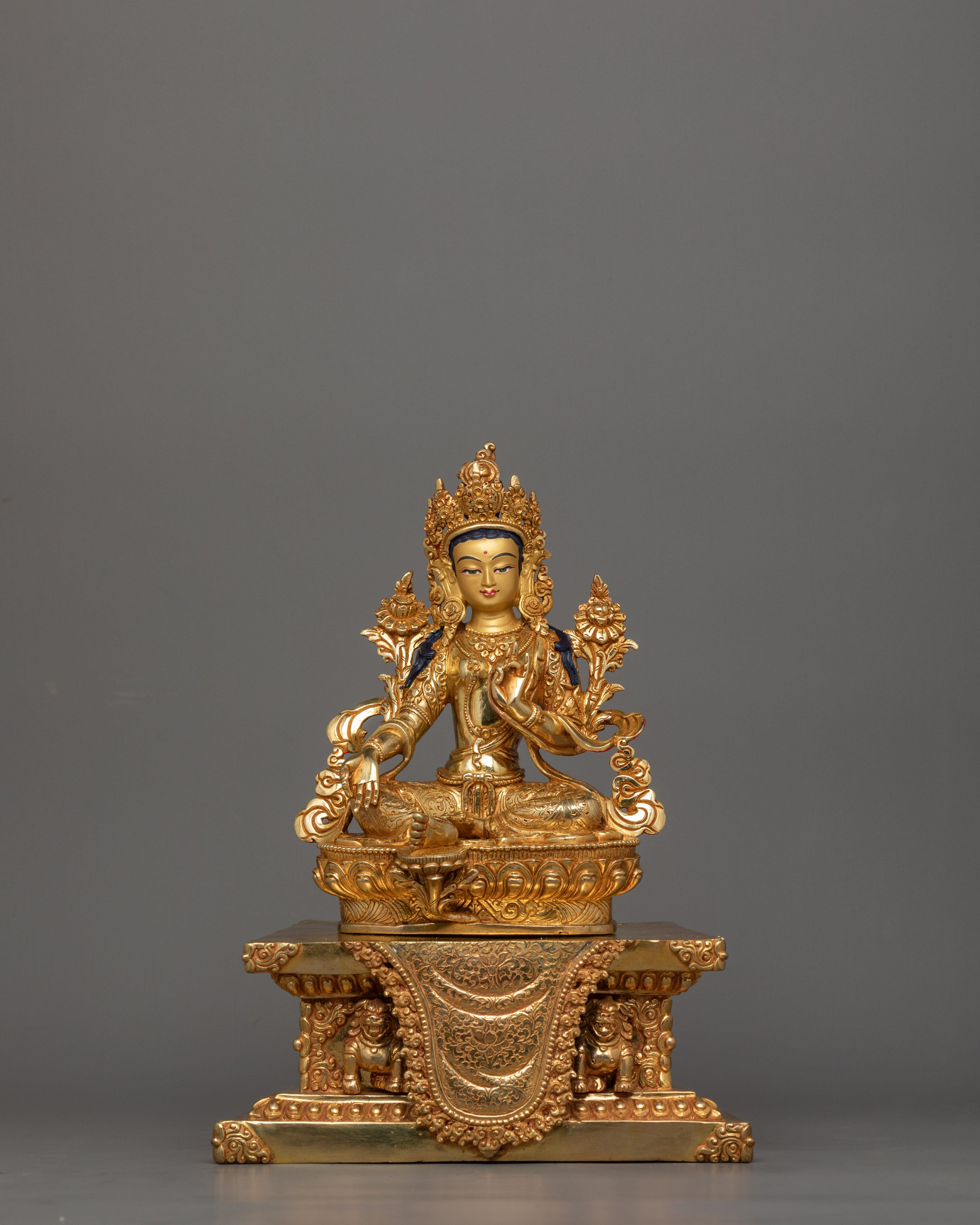 Traditional Protector Green Tara Goddess Statue | Symbolizing Protection and Compassion