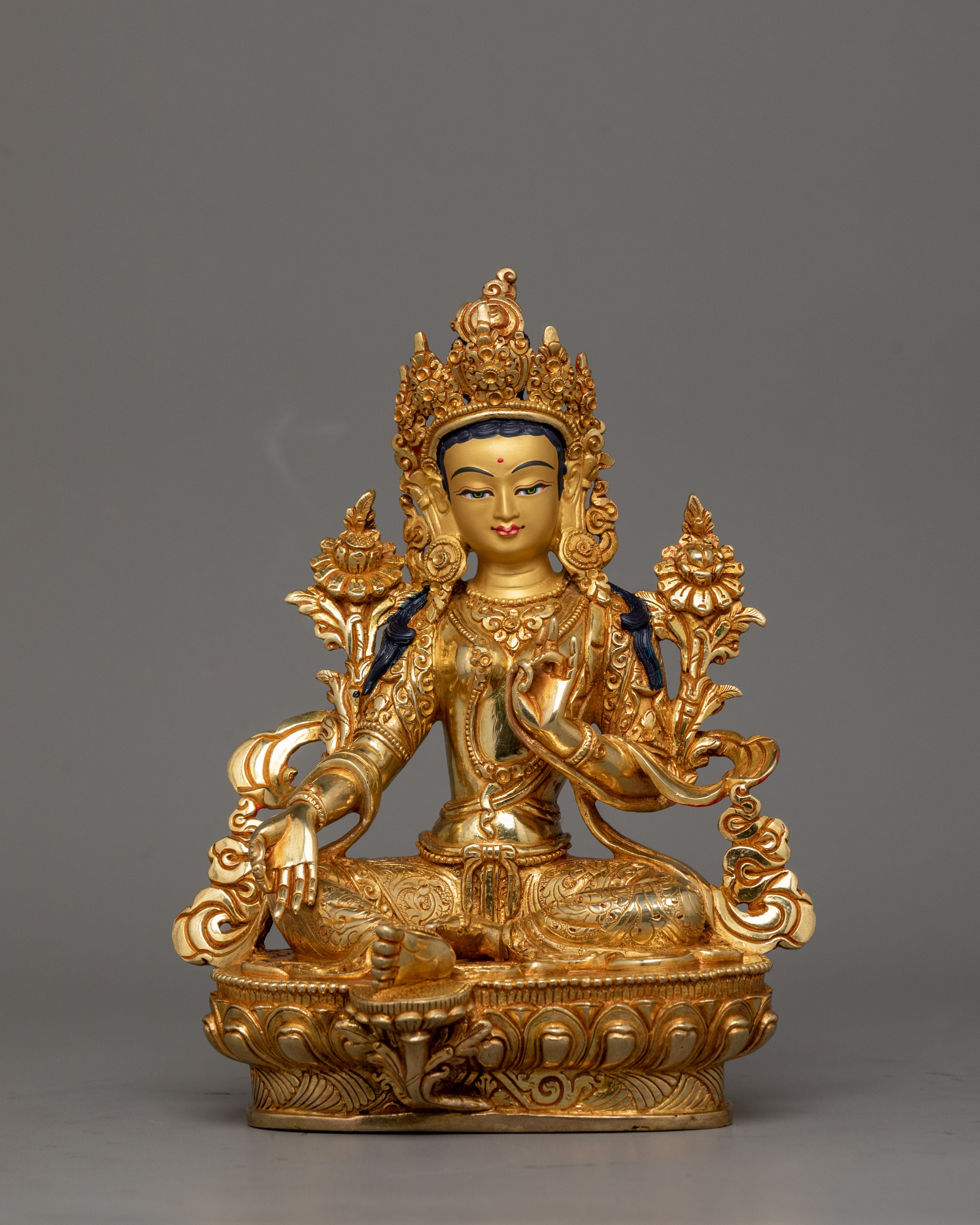 Traditional Protector Green Tara Goddess Statue | Symbolizing Protection and Compassion