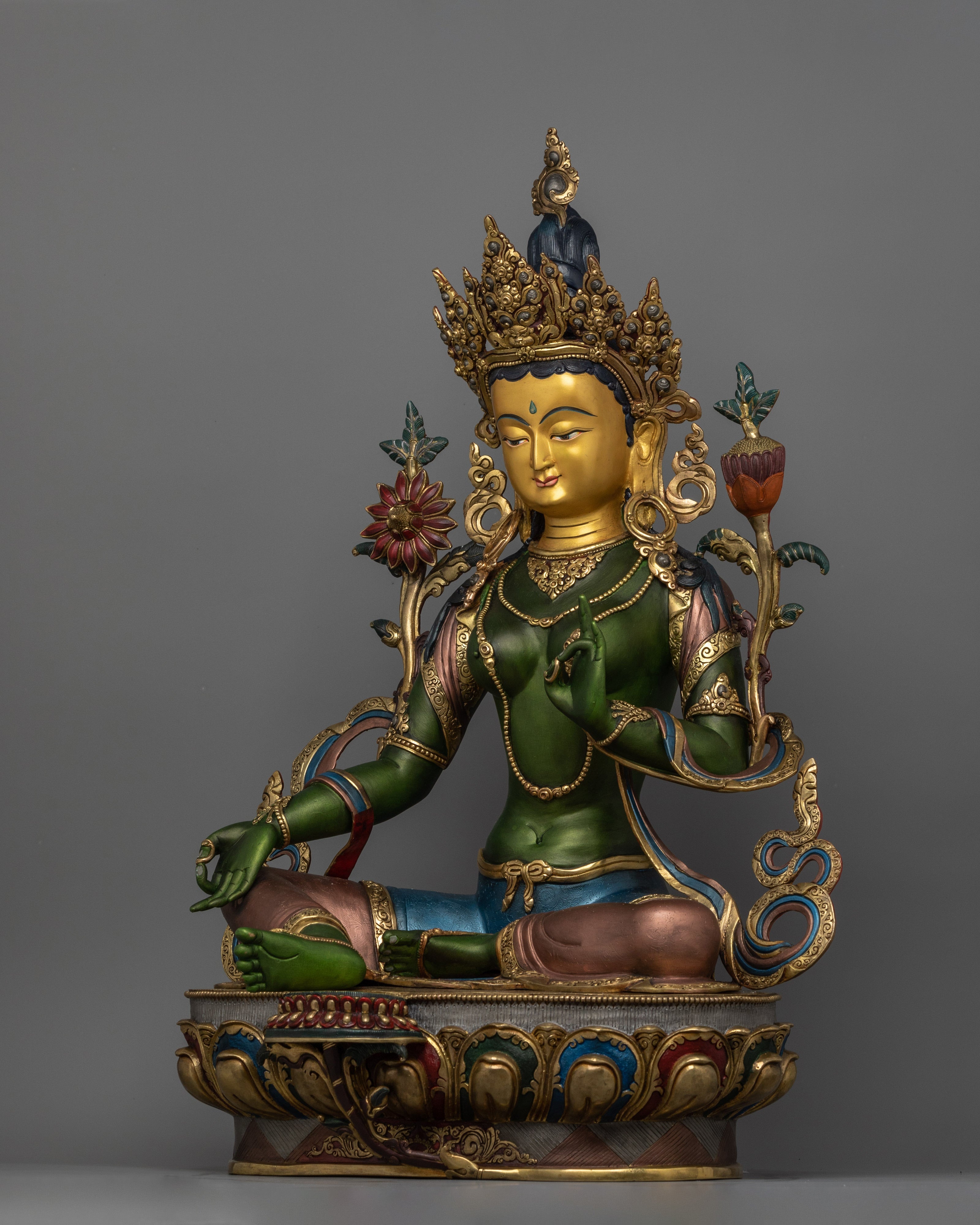 Healing Buddhist Deity Green Tara Figurine | The Compassionate Protector